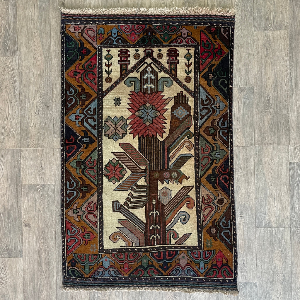 Vintage Afghan Herati Baluch Rug c. 1980