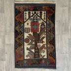 Vintage Afghan Herati Baluch Rug c. 1980