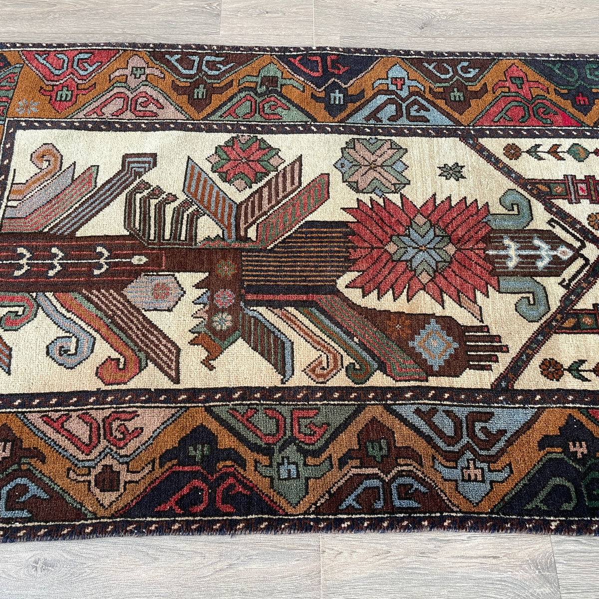 Vintage Afghan Herati Baluch Rug c. 1980