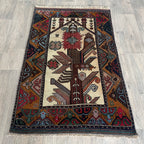Vintage Afghan Herati Baluch Rug c. 1980