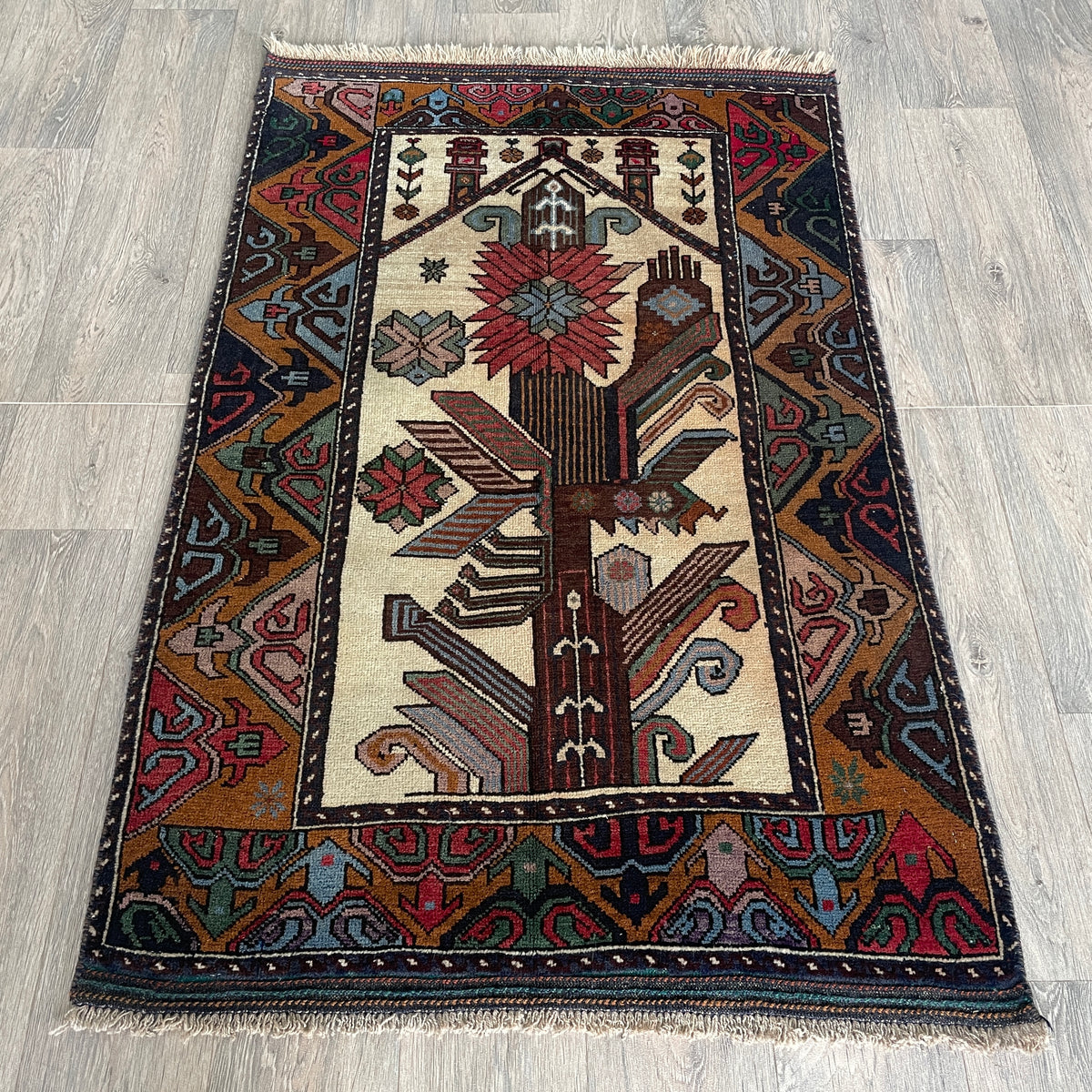 Vintage Afghan Herati Baluch Rug c. 1980