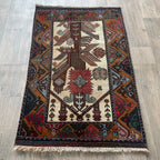 Vintage Afghan Herati Baluch Rug c. 1980
