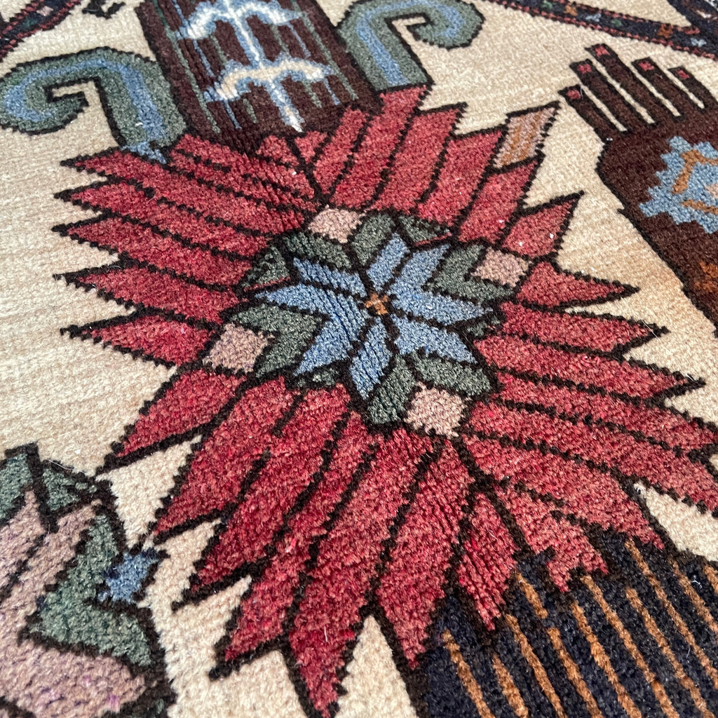 Vintage Afghan Herati Baluch Rug c. 1980