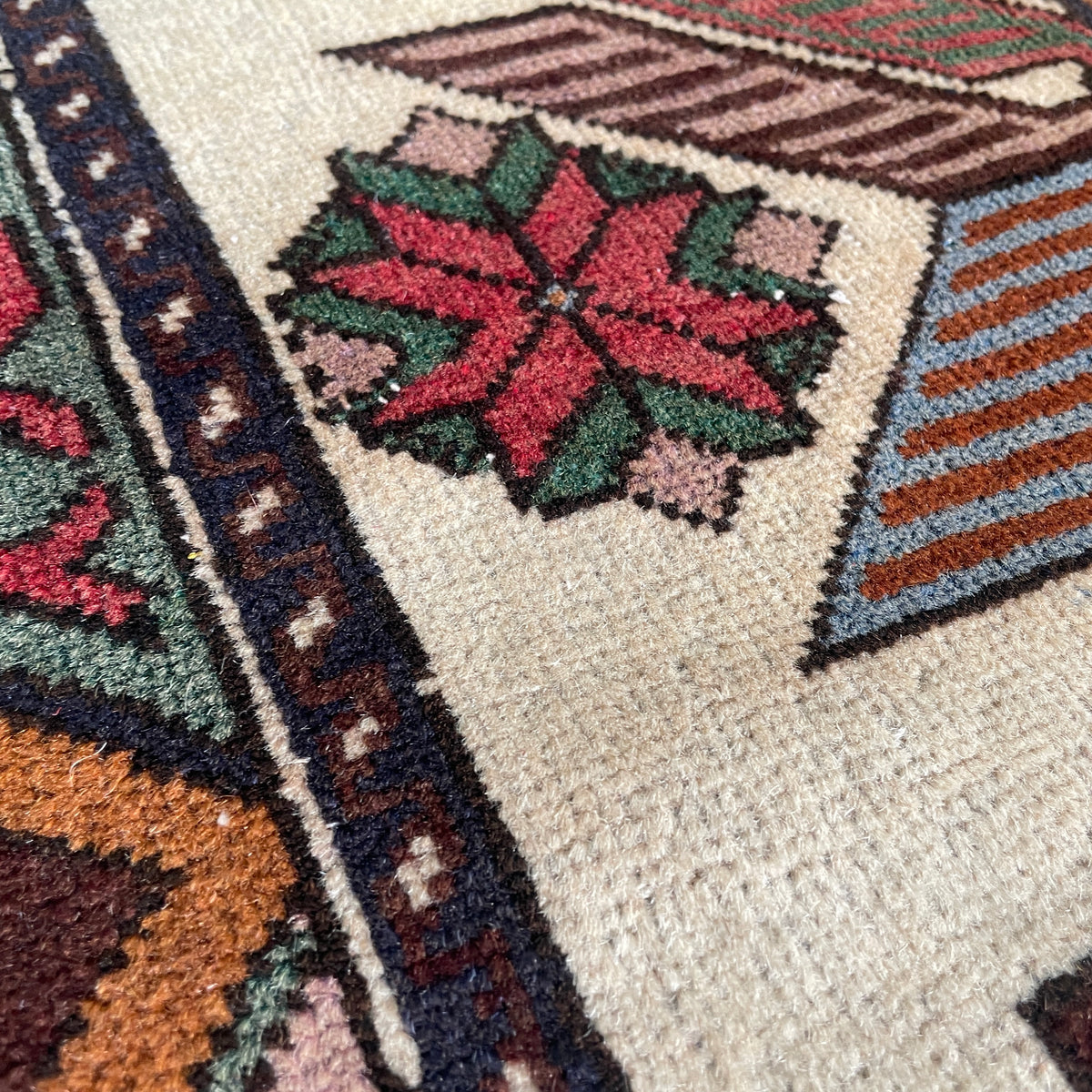 Vintage Afghan Herati Baluch Rug c. 1980