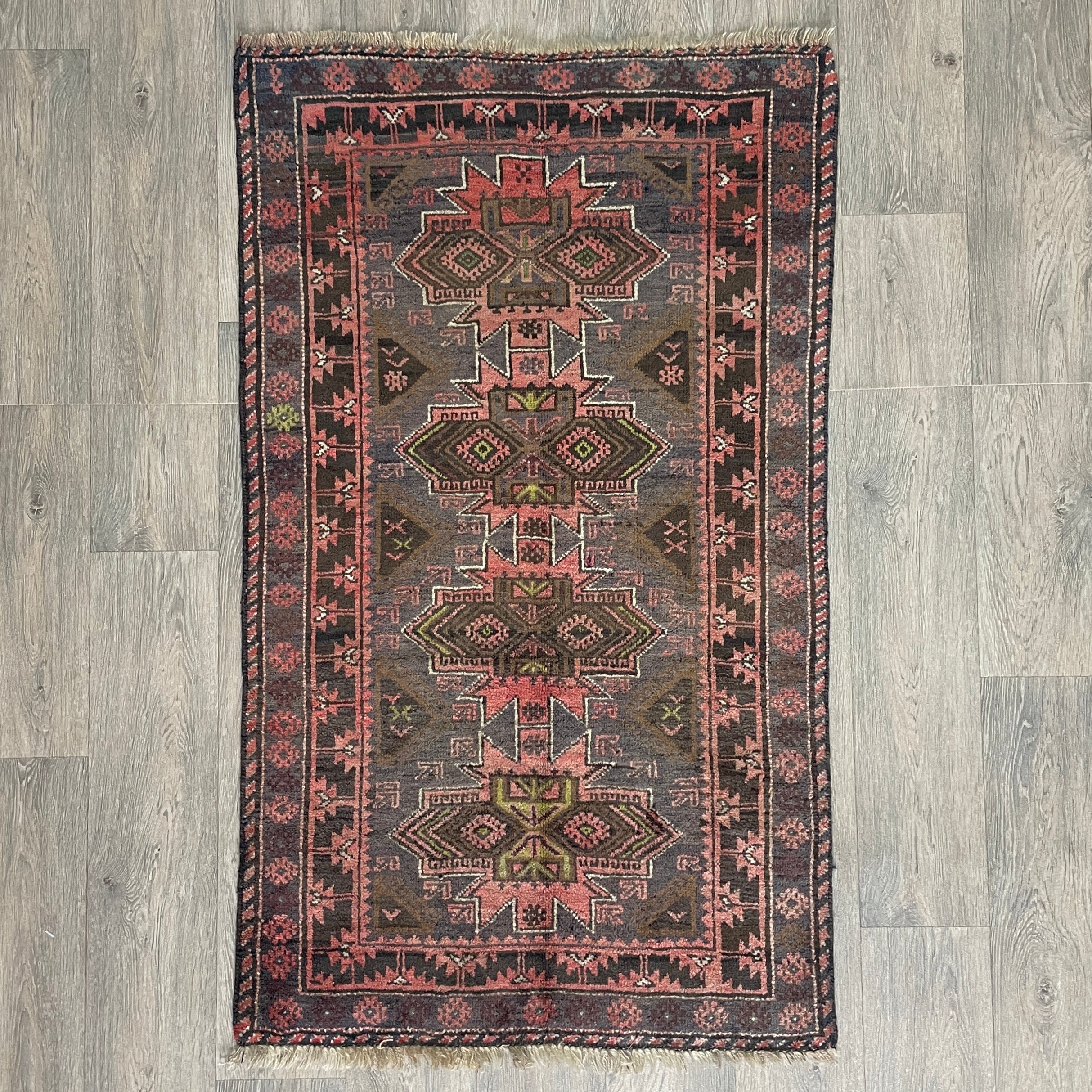 Old Afghan Herati Baluch Rug c. 1980