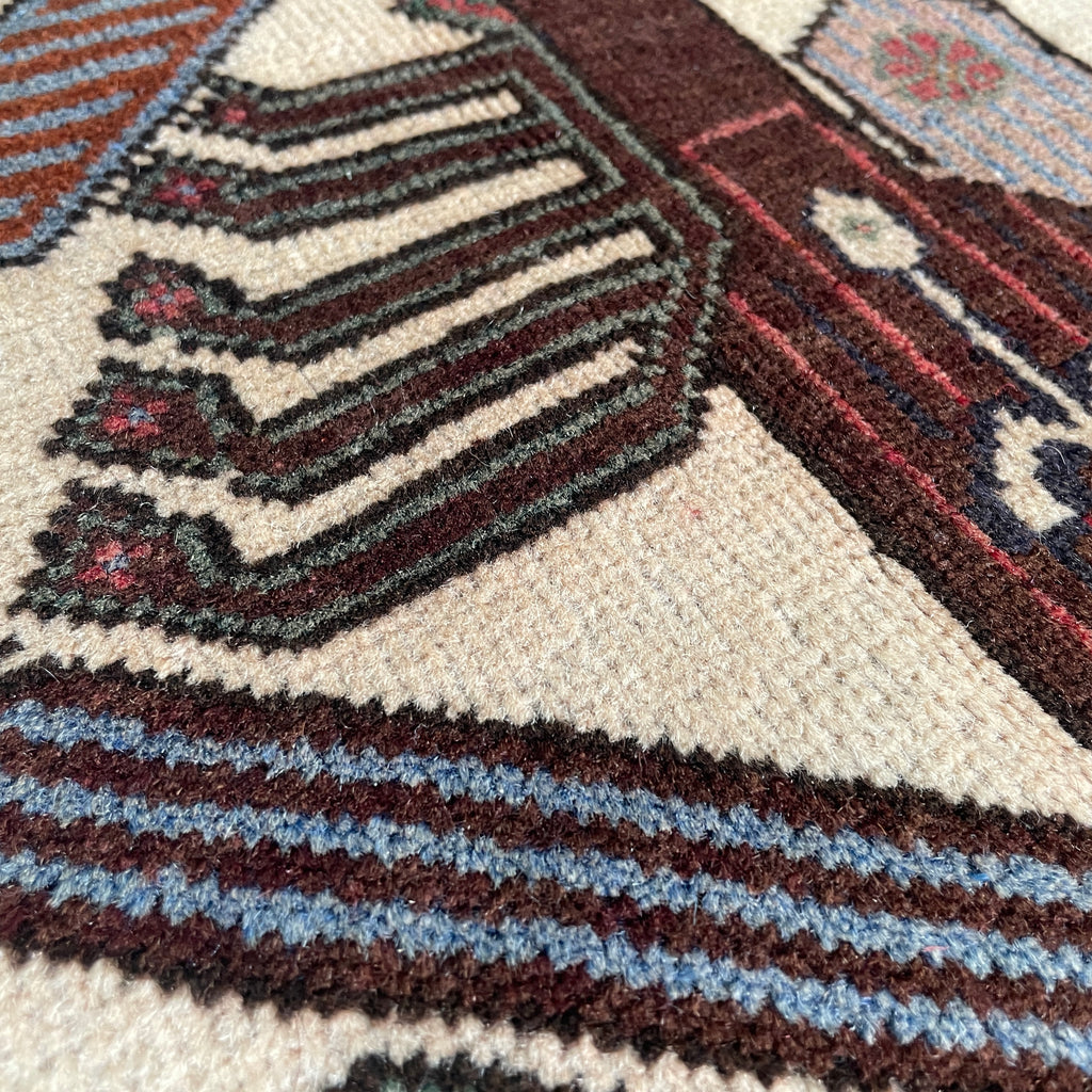 Vintage Afghan Herati Baluch Rug c. 1980