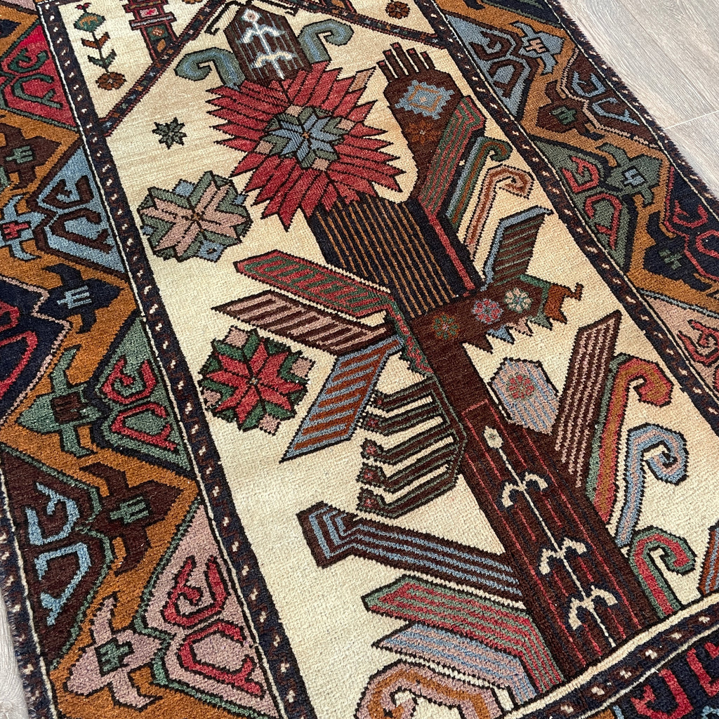 Vintage Afghan Herati Baluch Rug c. 1980