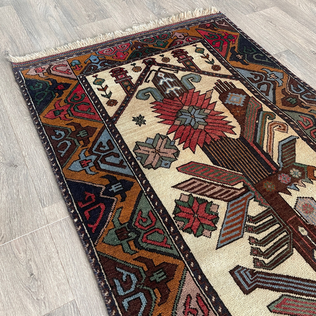 Vintage Afghan Herati Baluch Rug c. 1980