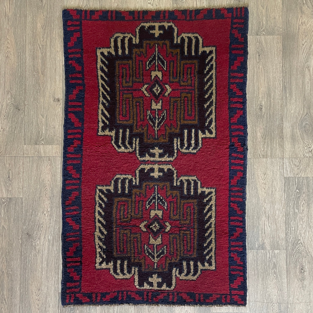 Vintage Afghan Baluch Rug c. 1980