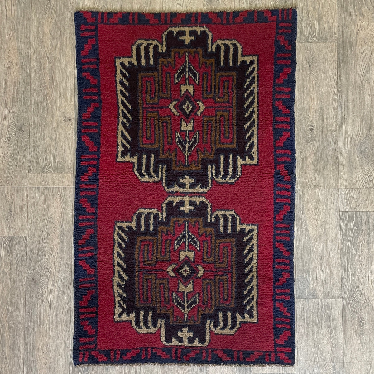 Vintage Afghan Baluch Rug c. 1980