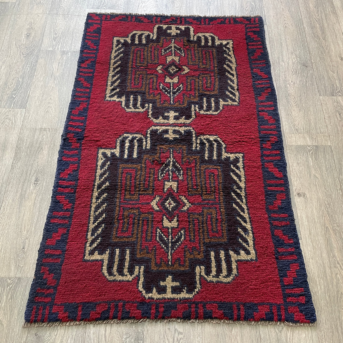 Vintage Afghan Baluch Rug c. 1980