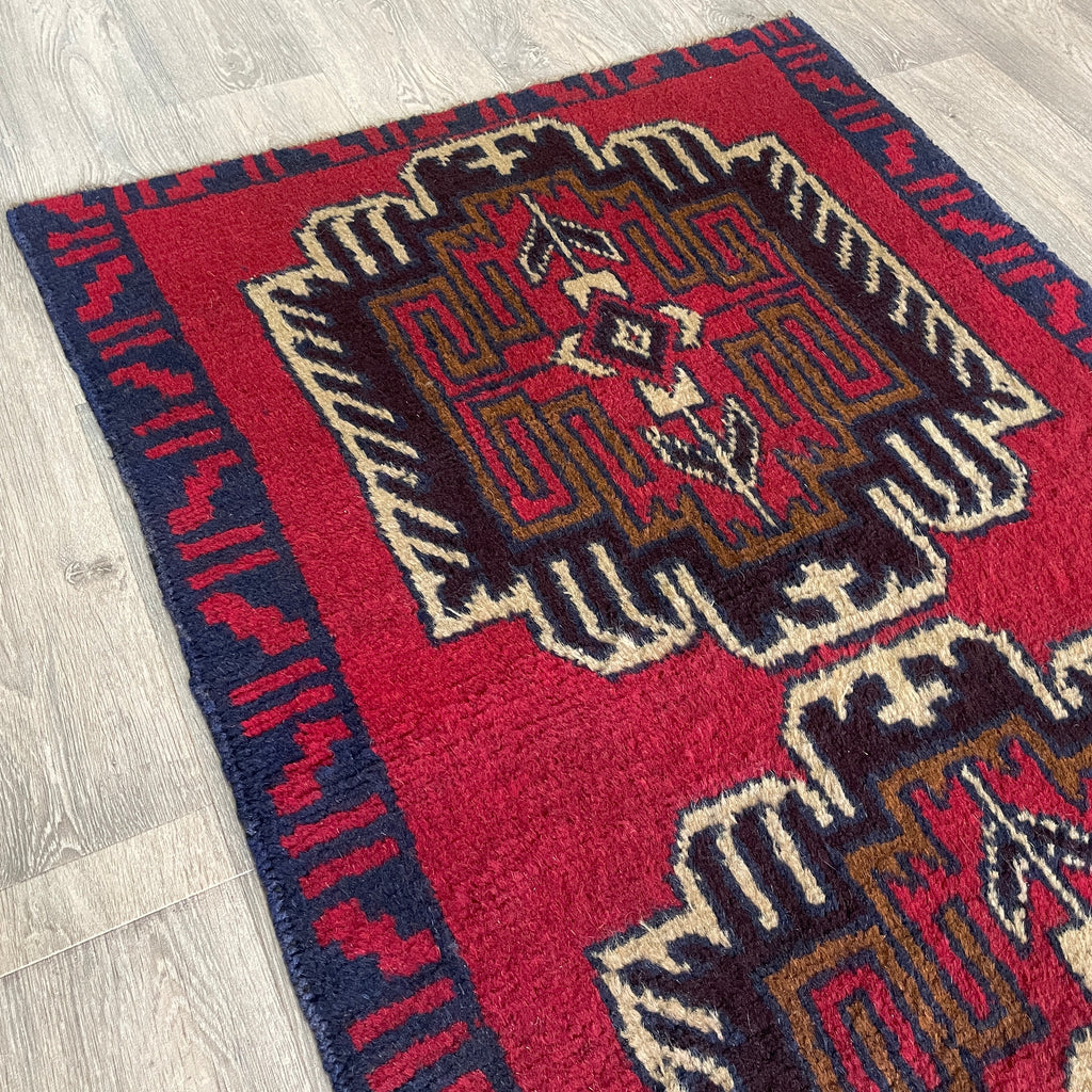 Vintage Afghan Baluch Rug c. 1980