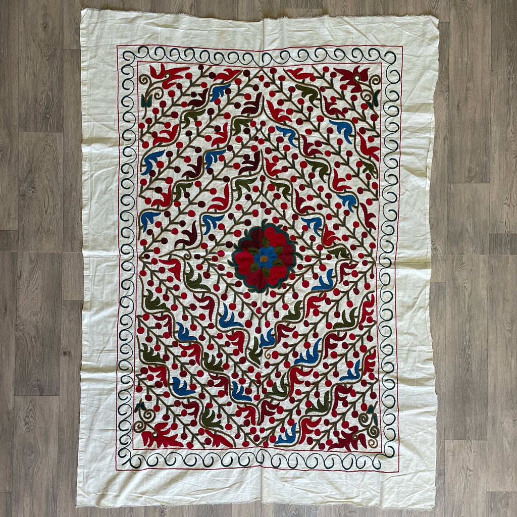 Afghan 'Sheberghan' Suzani Bed Throw