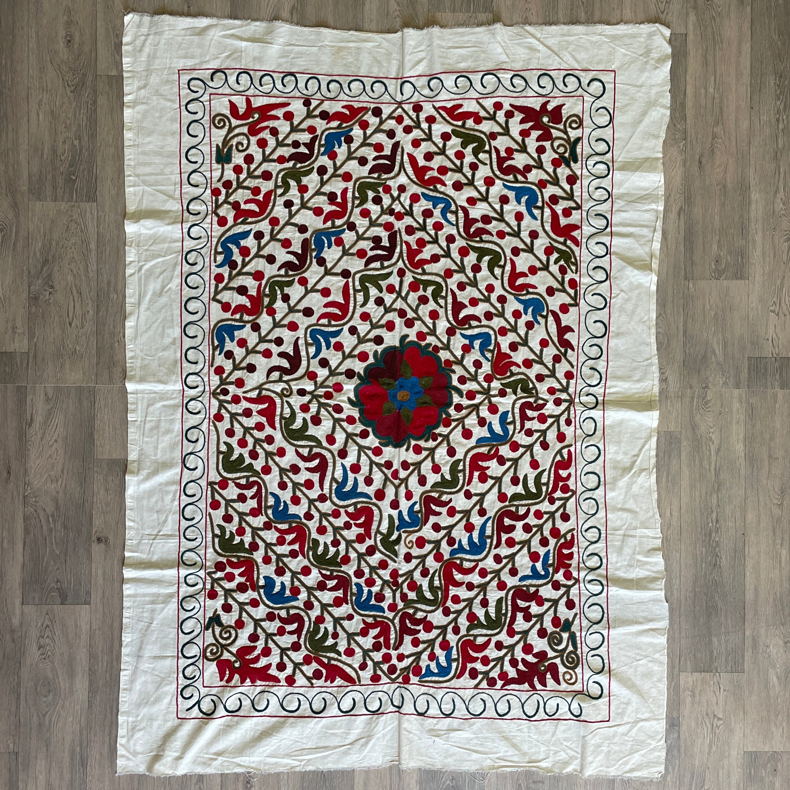 Afghan 'Sheberghan' Suzani Bed Throw
