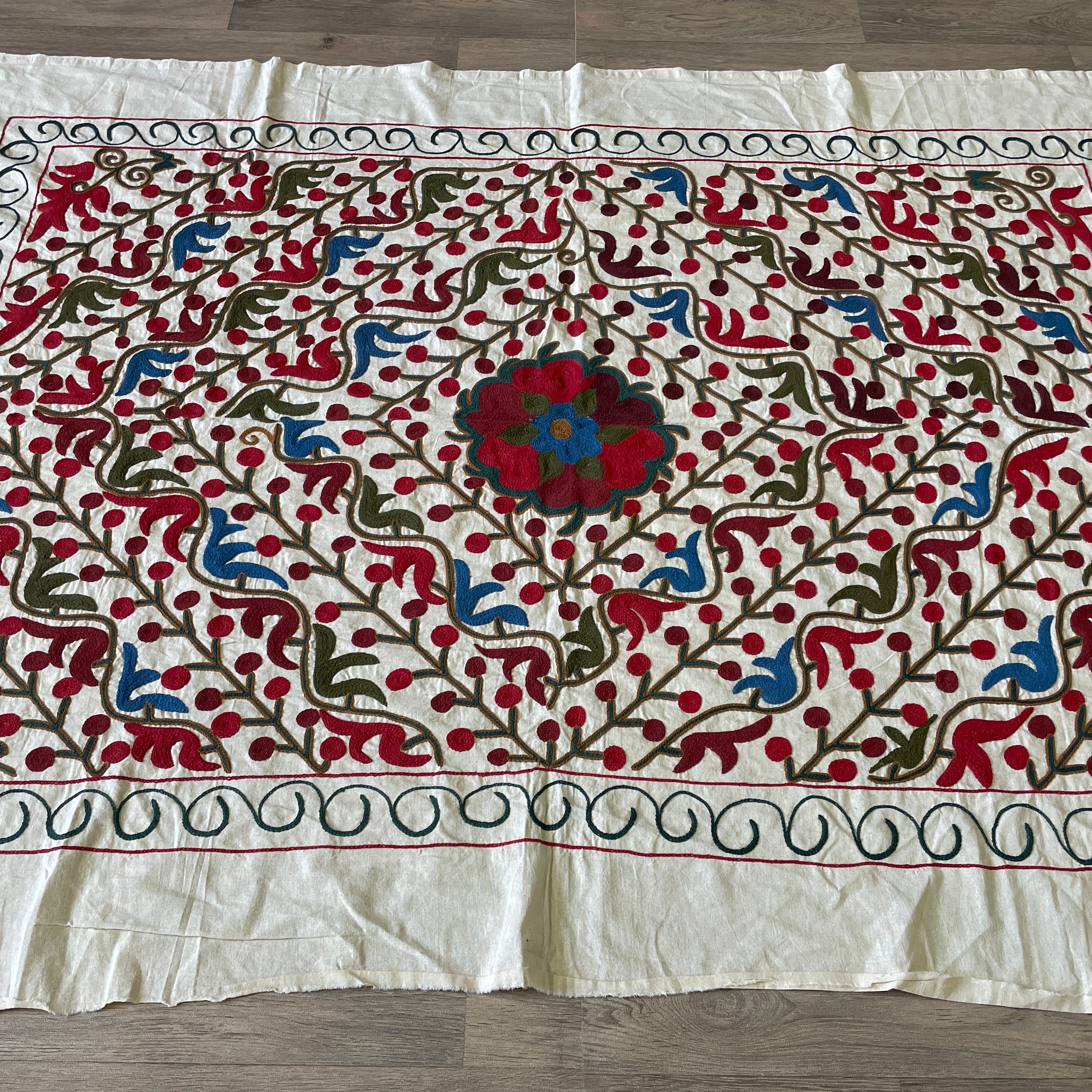 Afghan 'Sheberghan' Suzani Bed Throw