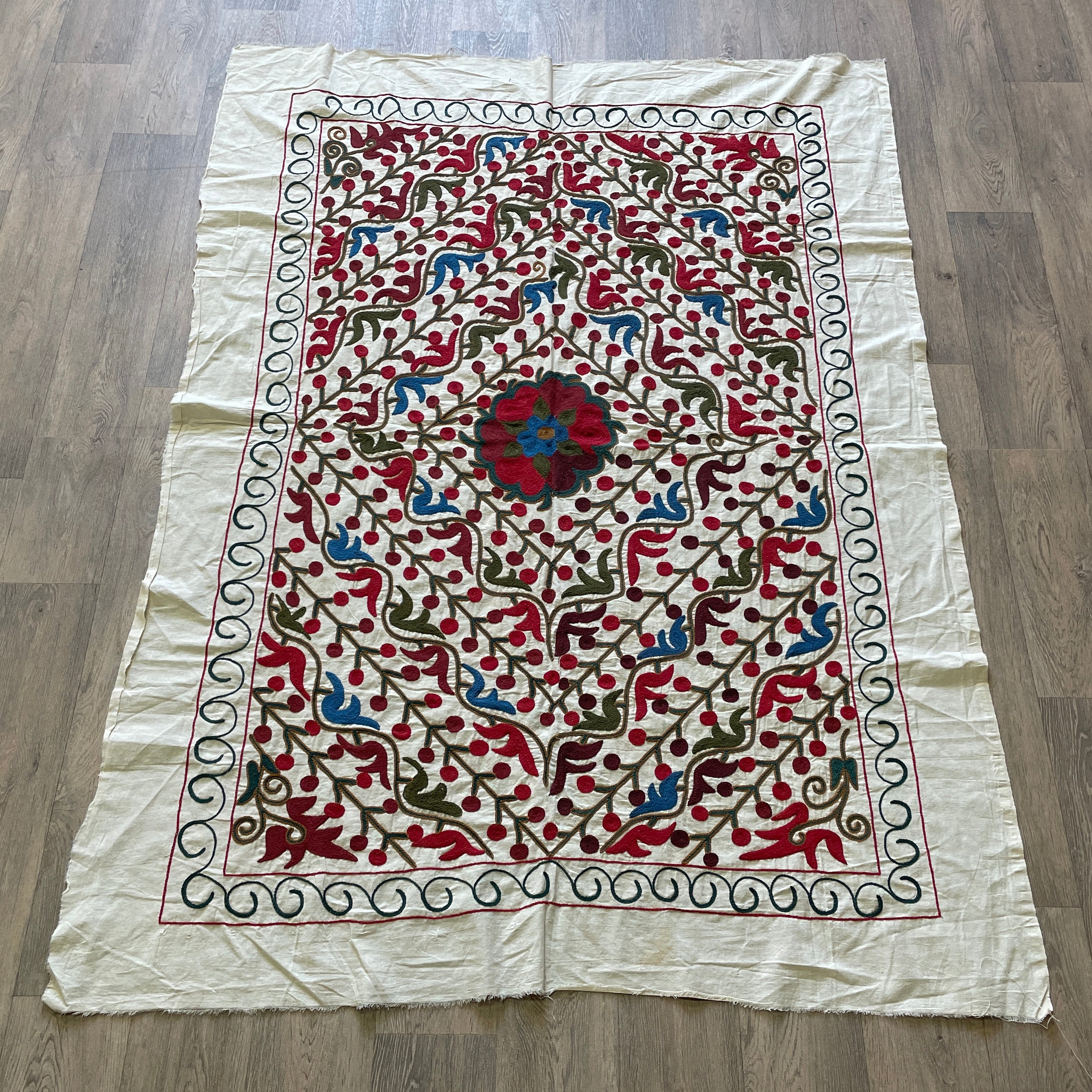 Afghan 'Sheberghan' Suzani Bed Throw