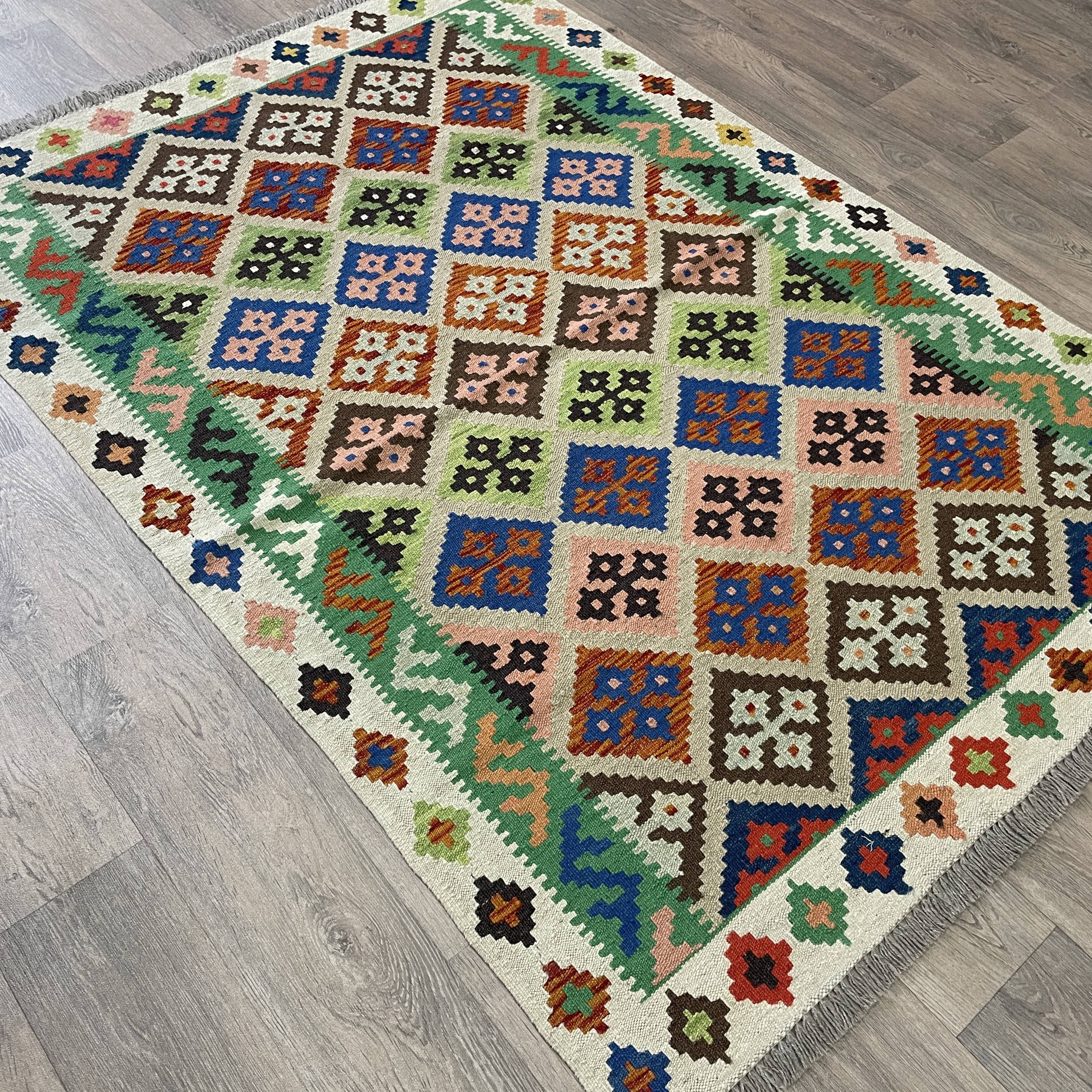 187 x 127 cm | Afghan Kilim Rug - Khorasan Rugs