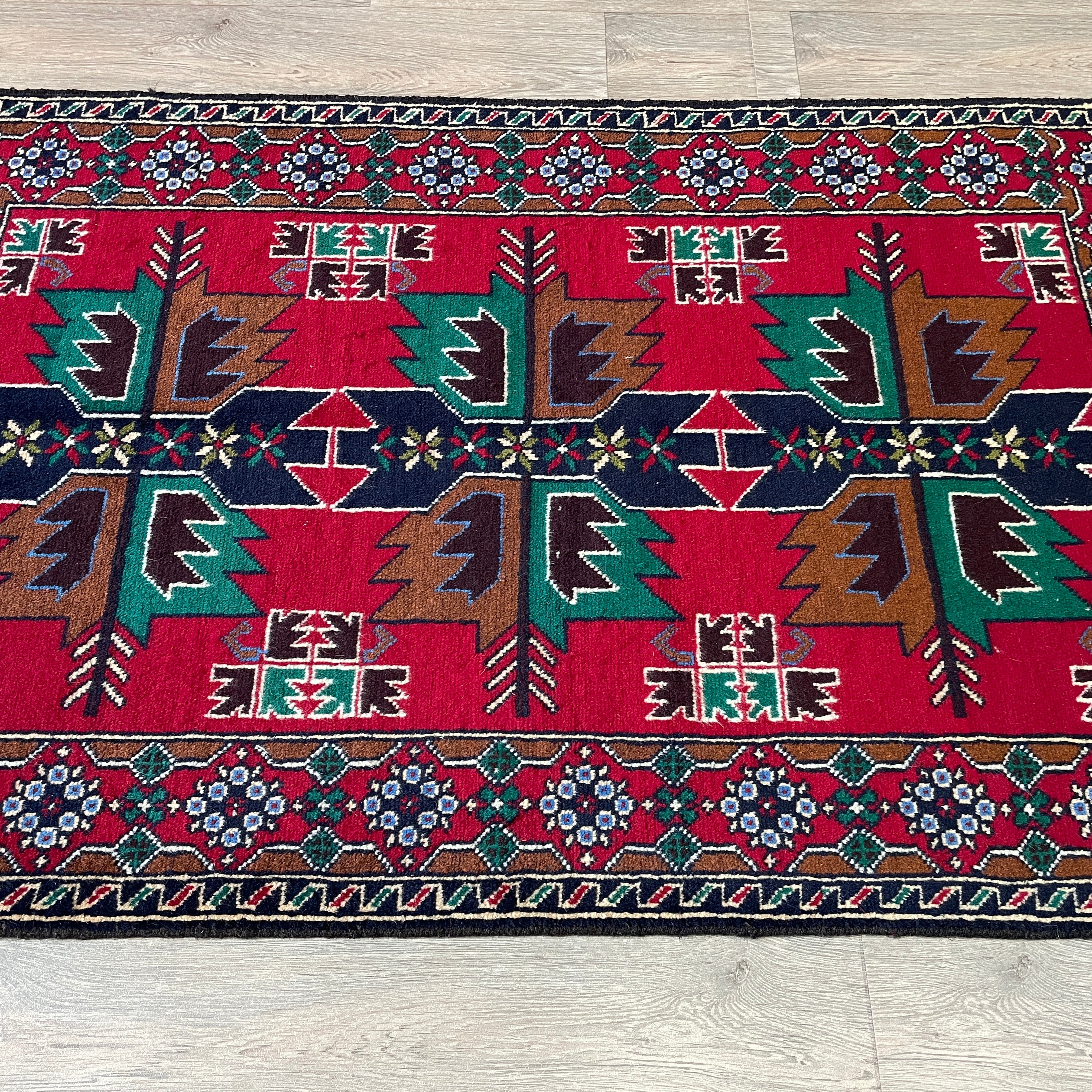 Old Afghan Herati Baluch Rug c. 1980