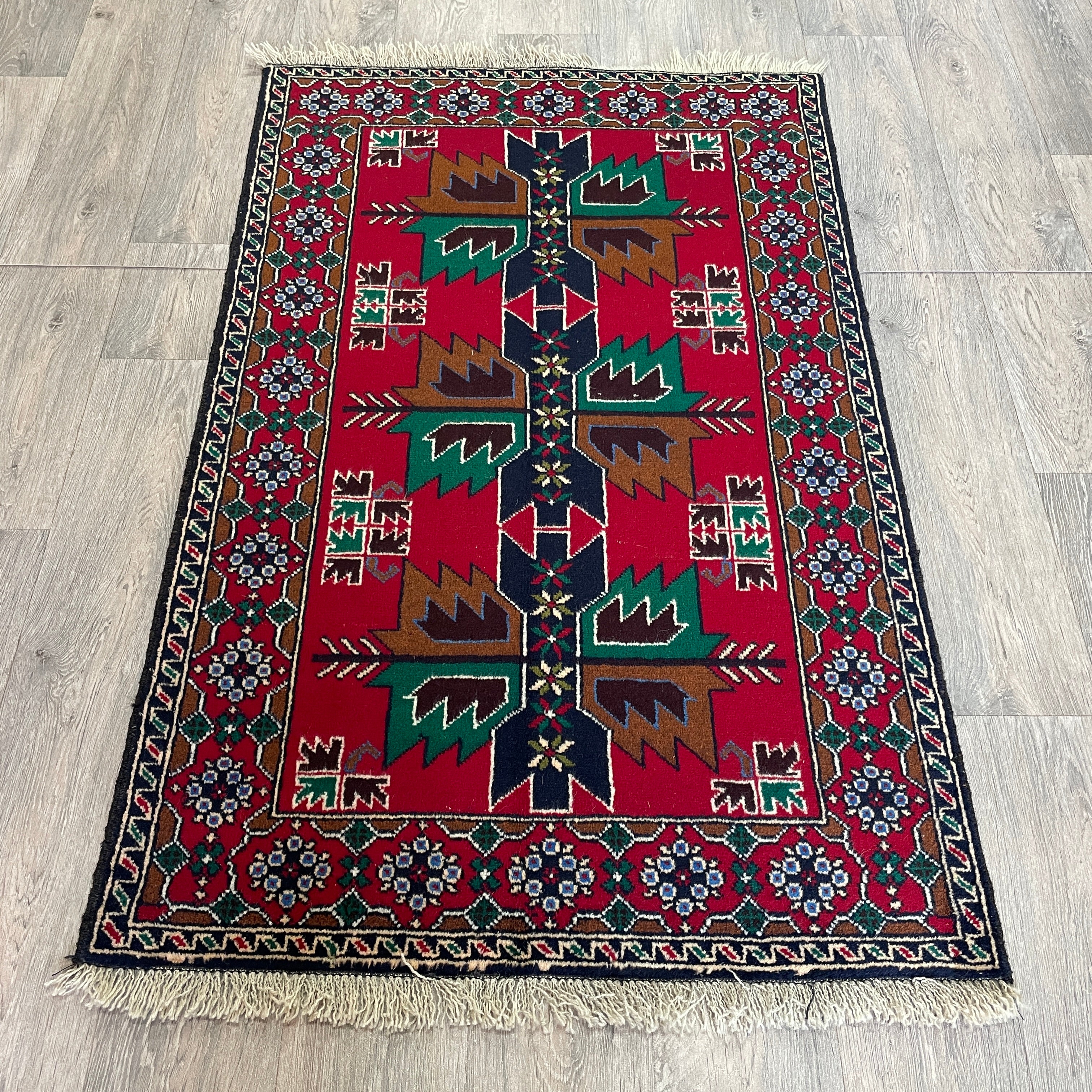 Old Afghan Herati Baluch Rug c. 1980