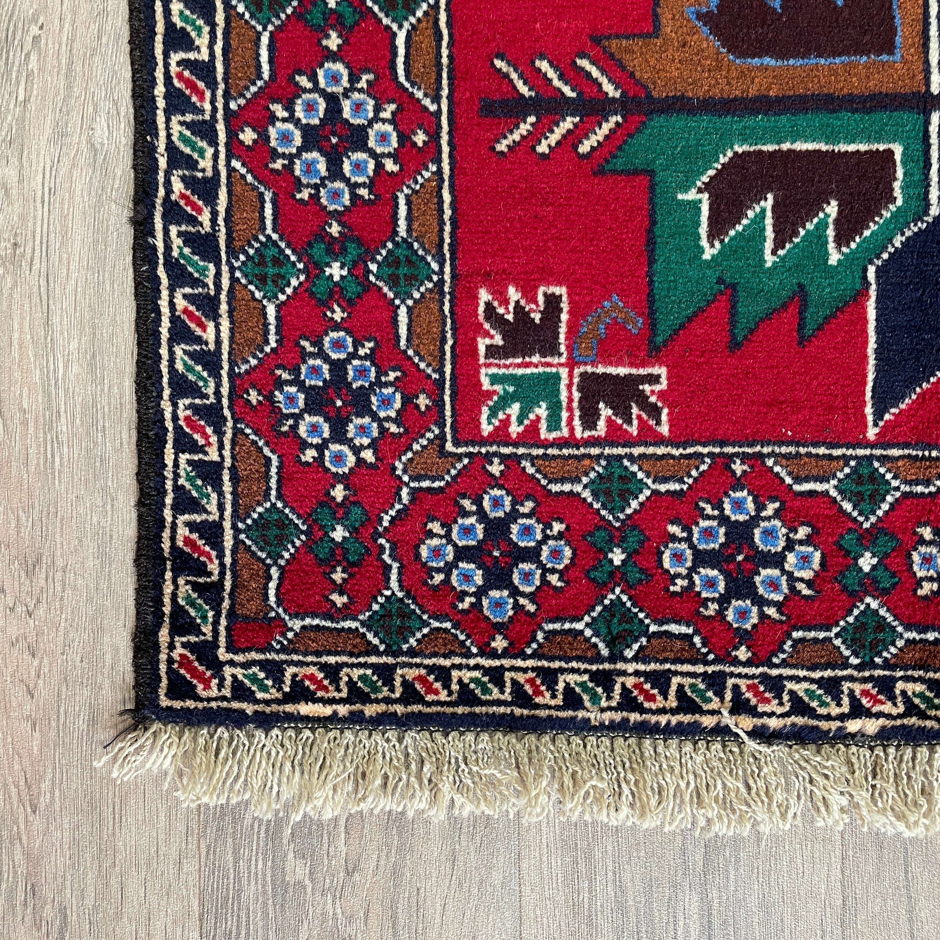 Old Afghan Herati Baluch Rug c. 1980