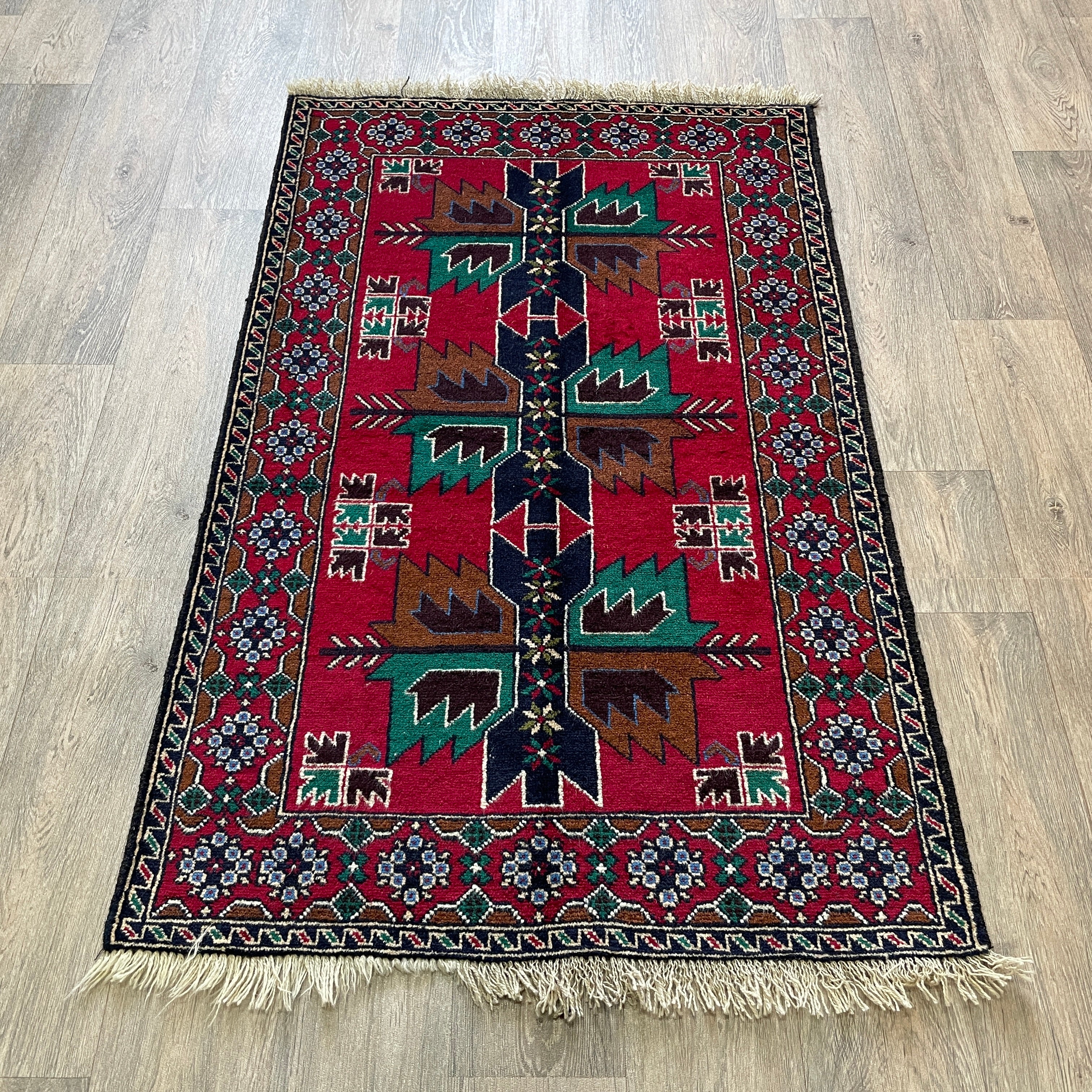 Old Afghan Herati Baluch Rug c. 1980