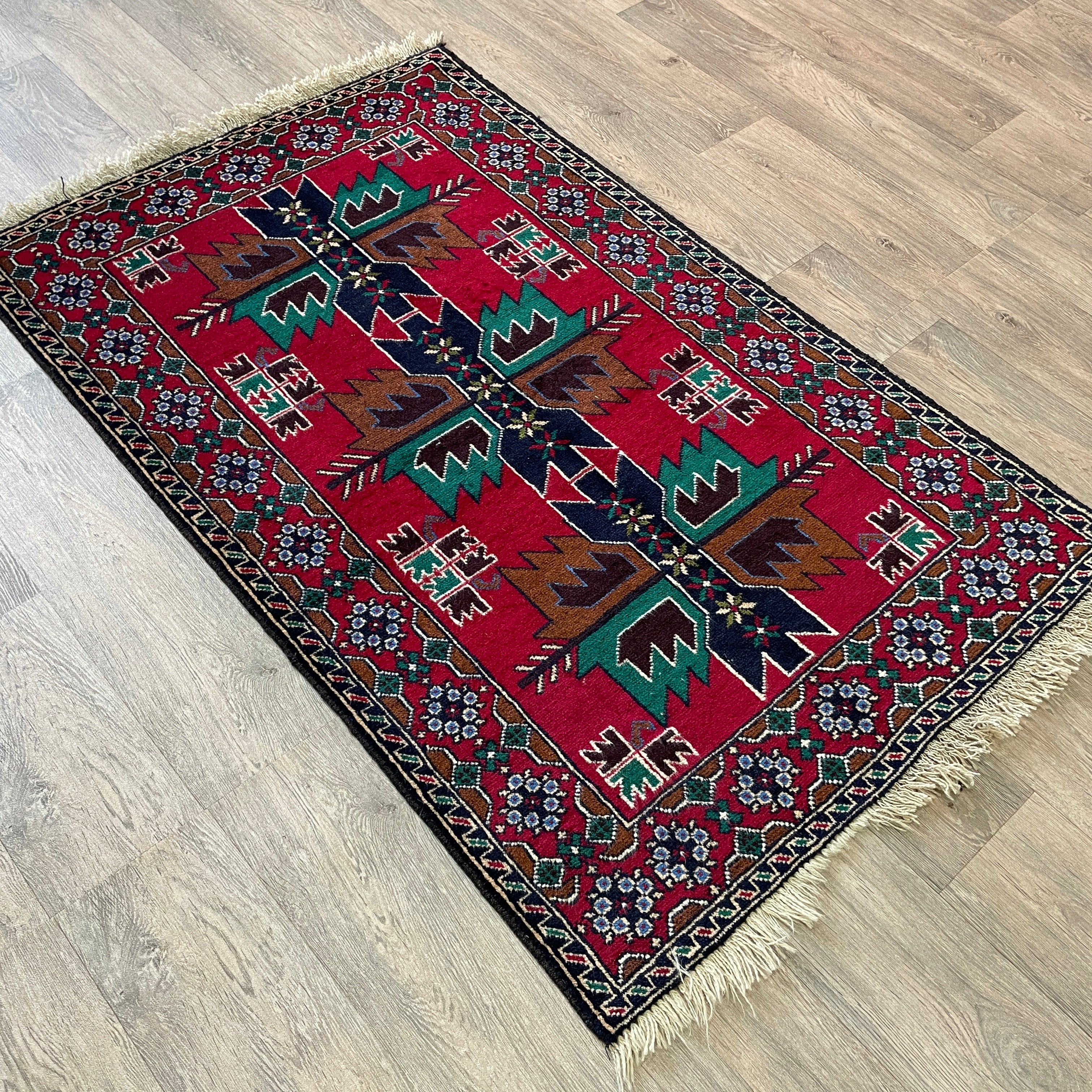 Old Afghan Herati Baluch Rug c. 1980