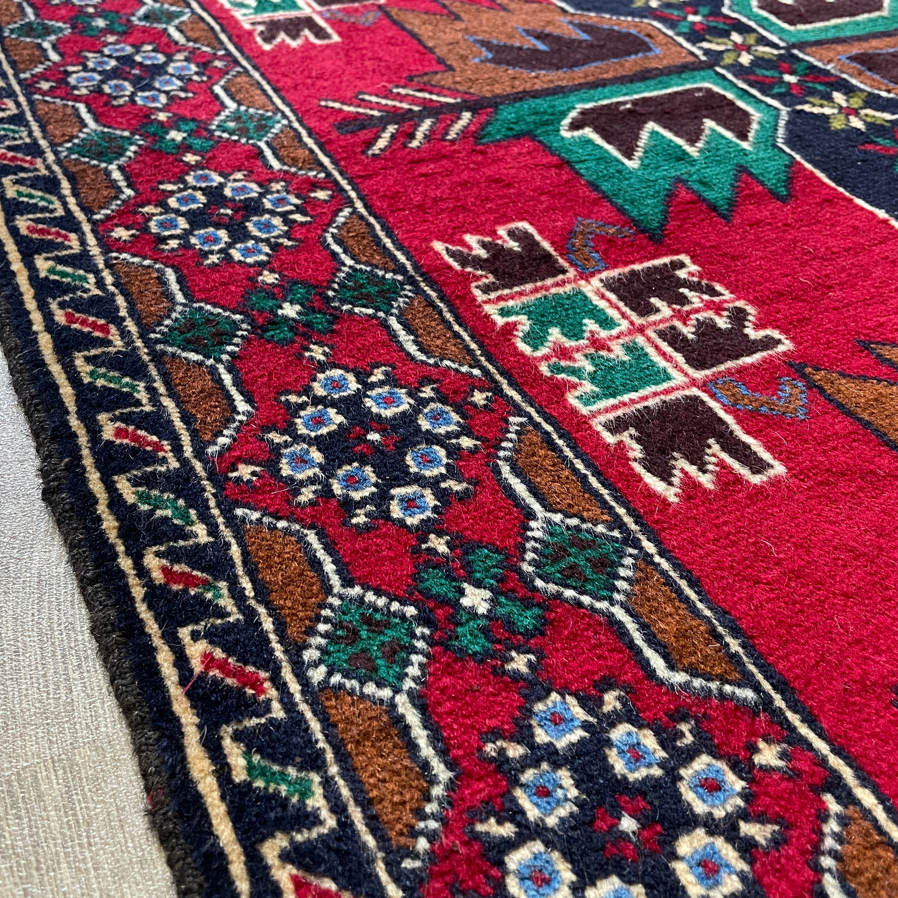 Old Afghan Herati Baluch Rug c. 1980