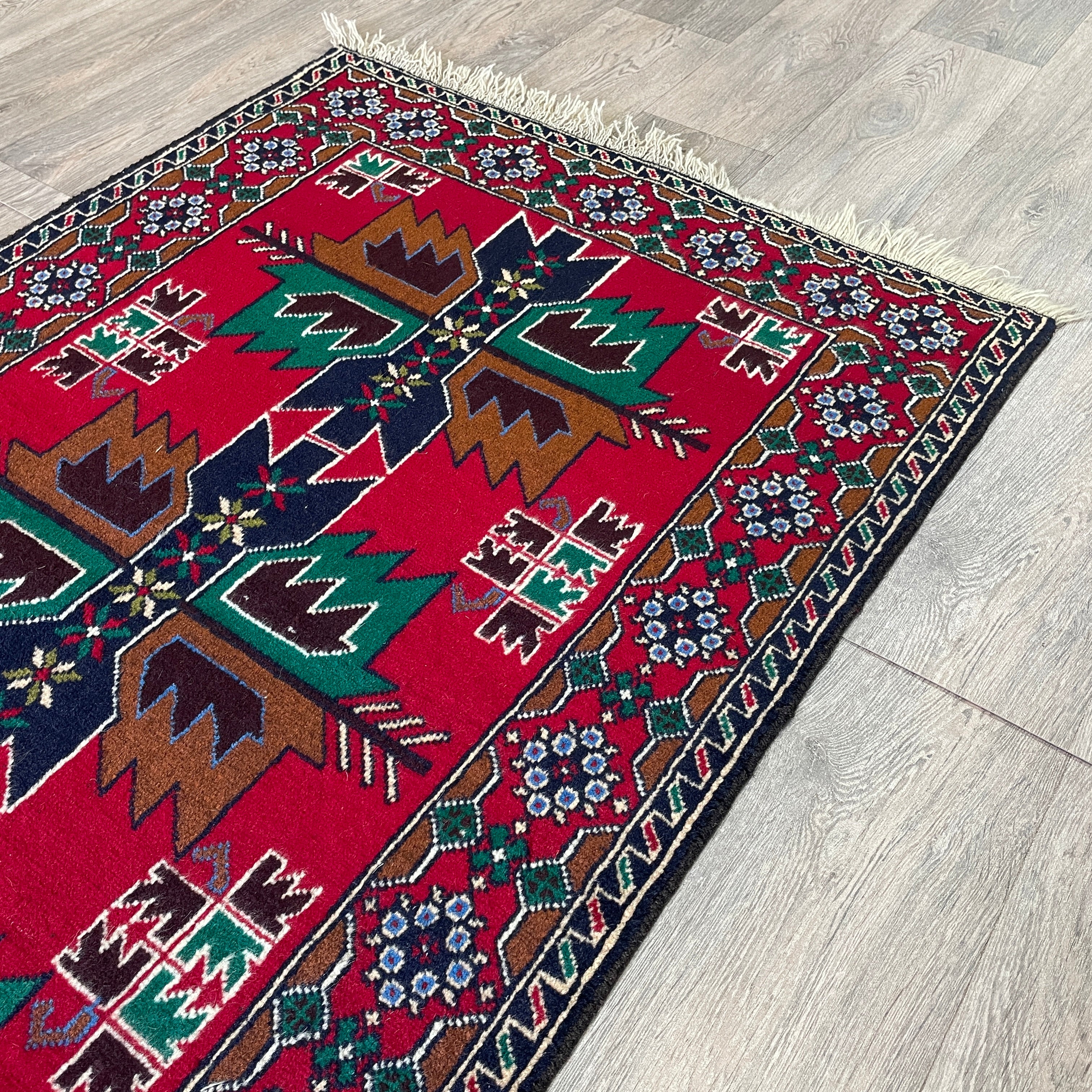 Old Afghan Herati Baluch Rug c. 1980