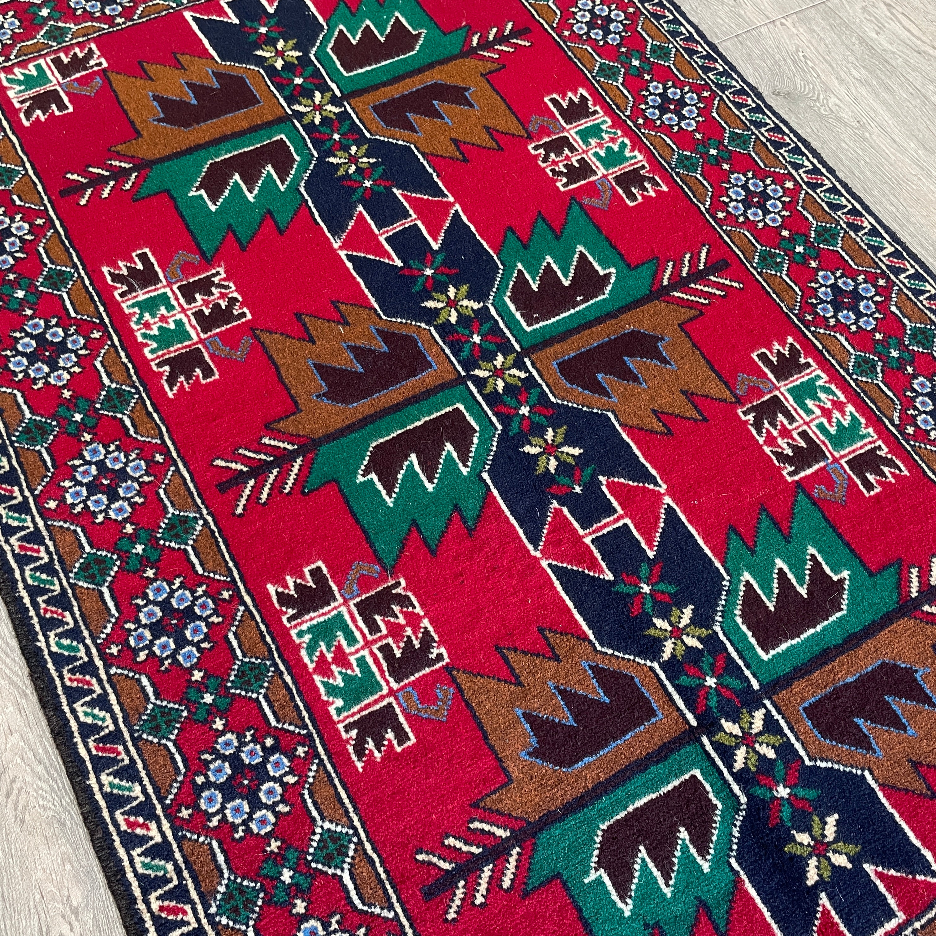 Old Afghan Herati Baluch Rug c. 1980