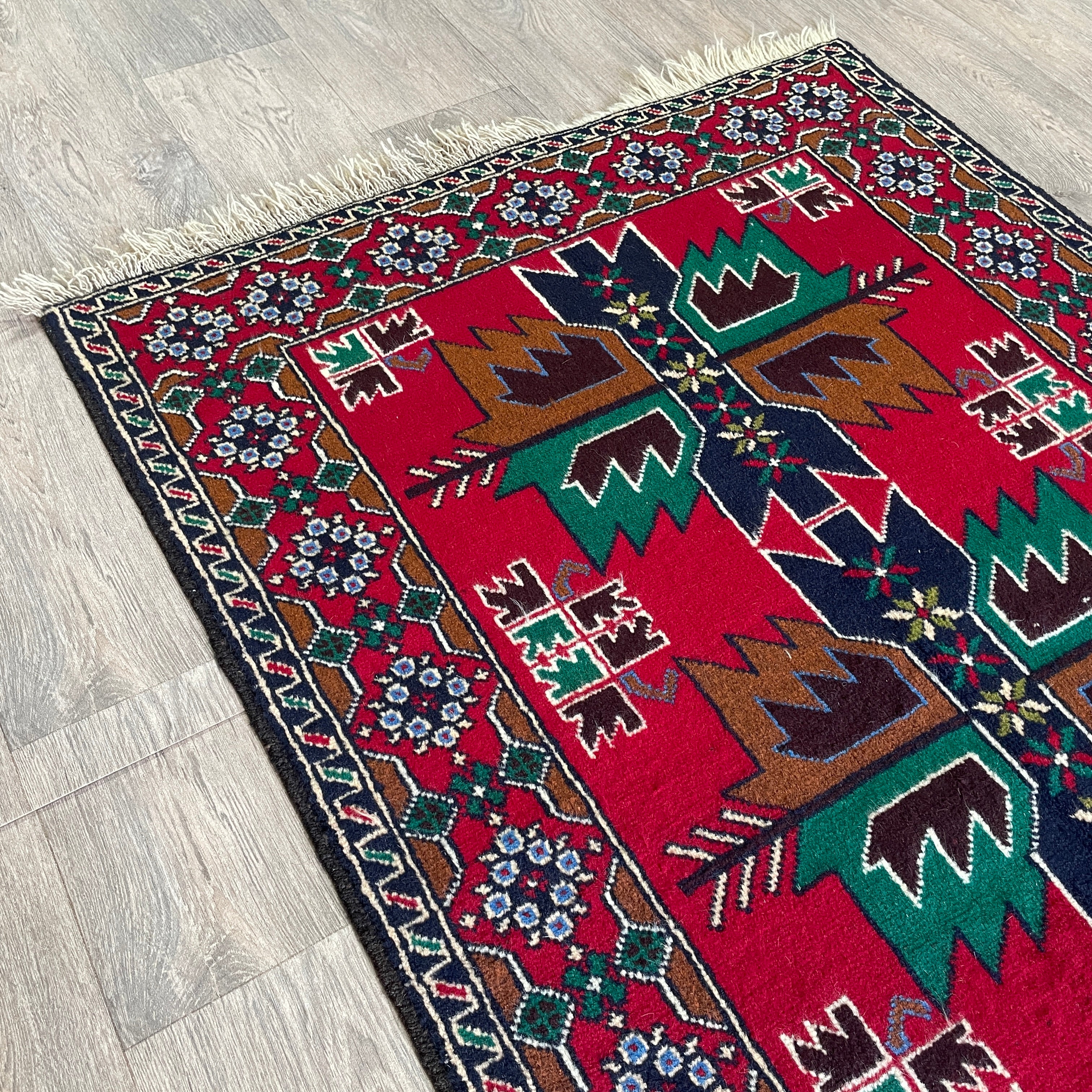 Old Afghan Herati Baluch Rug c. 1980