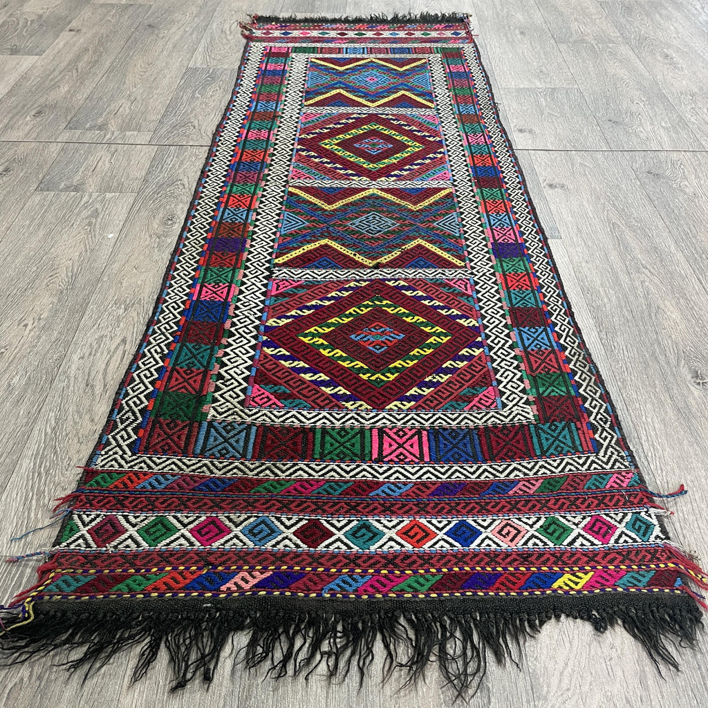 168 x 57 cm | Afghan Soumak Kilim Runner - Khorasan Rugs