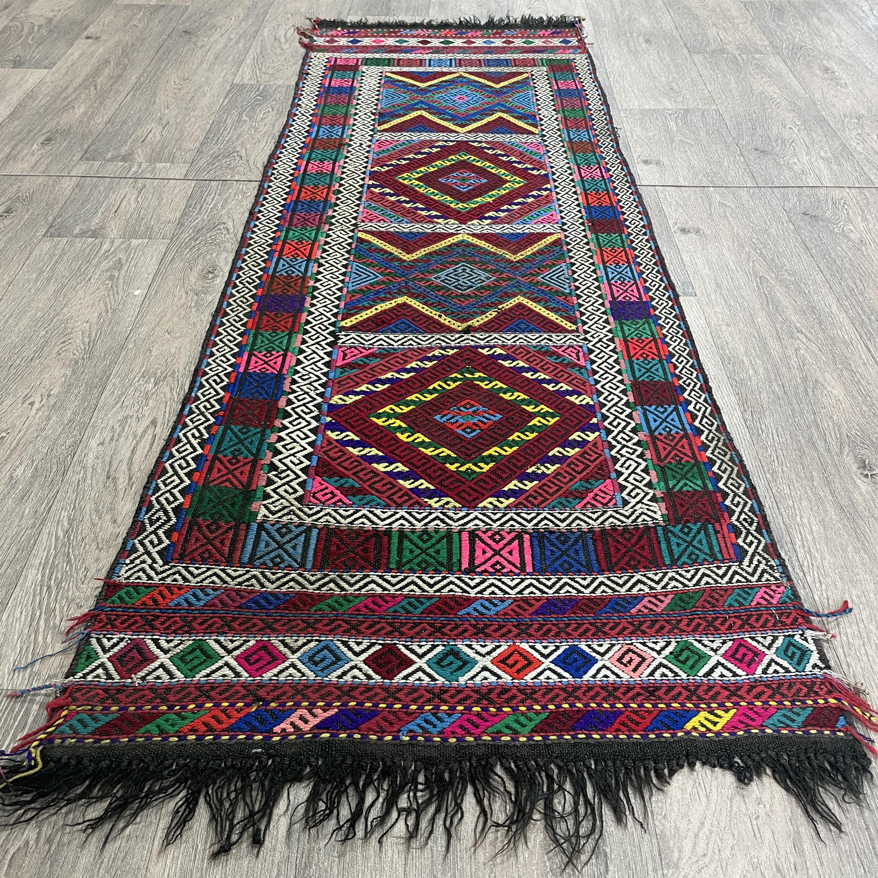 168 x 57 cm | Afghan Soumak Kilim Runner - Khorasan Rugs