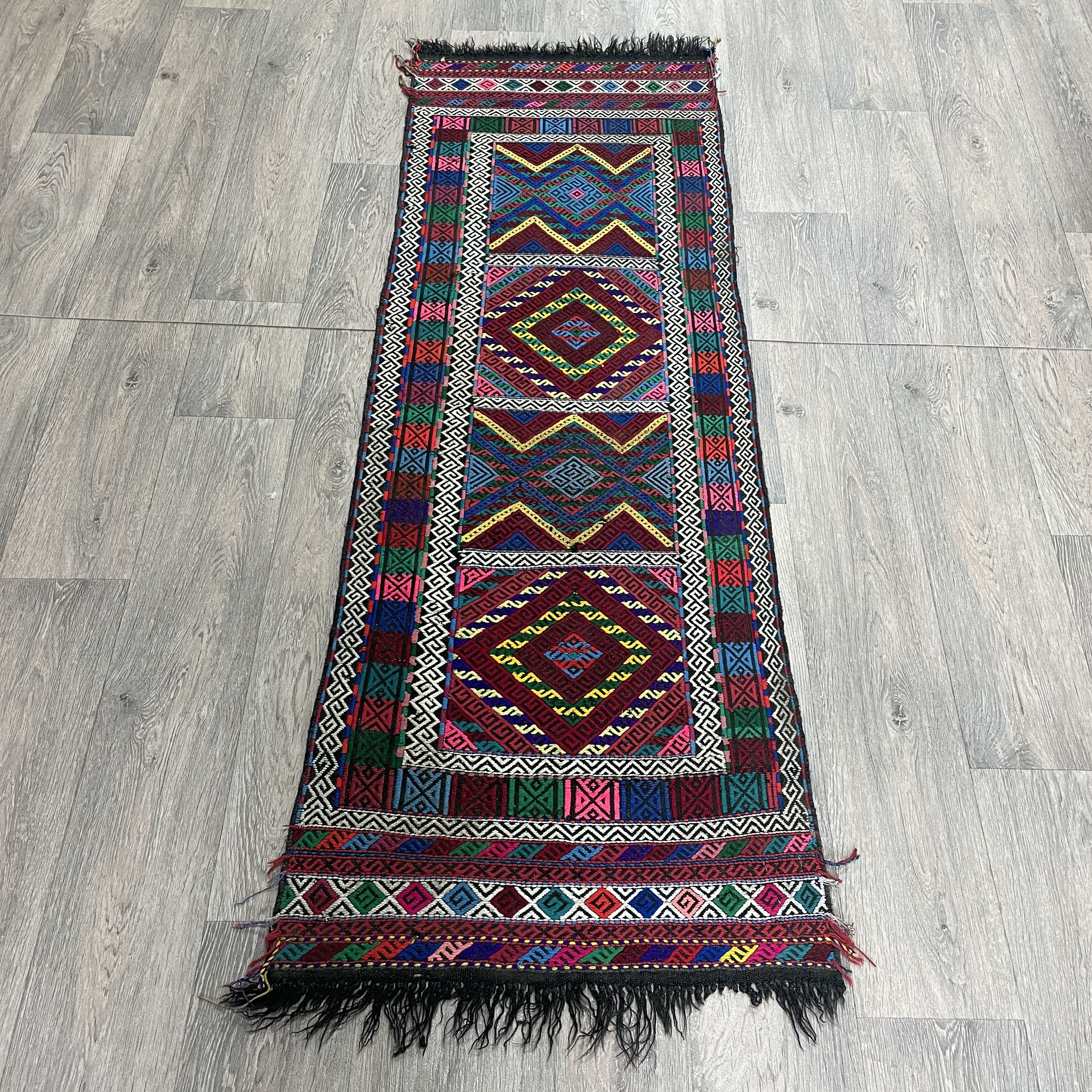 168 x 57 cm | Afghan Soumak Kilim Runner - Khorasan Rugs