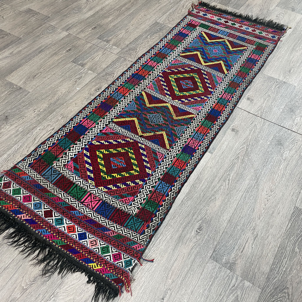 168 x 57 cm | Afghan Soumak Kilim Runner - Khorasan Rugs