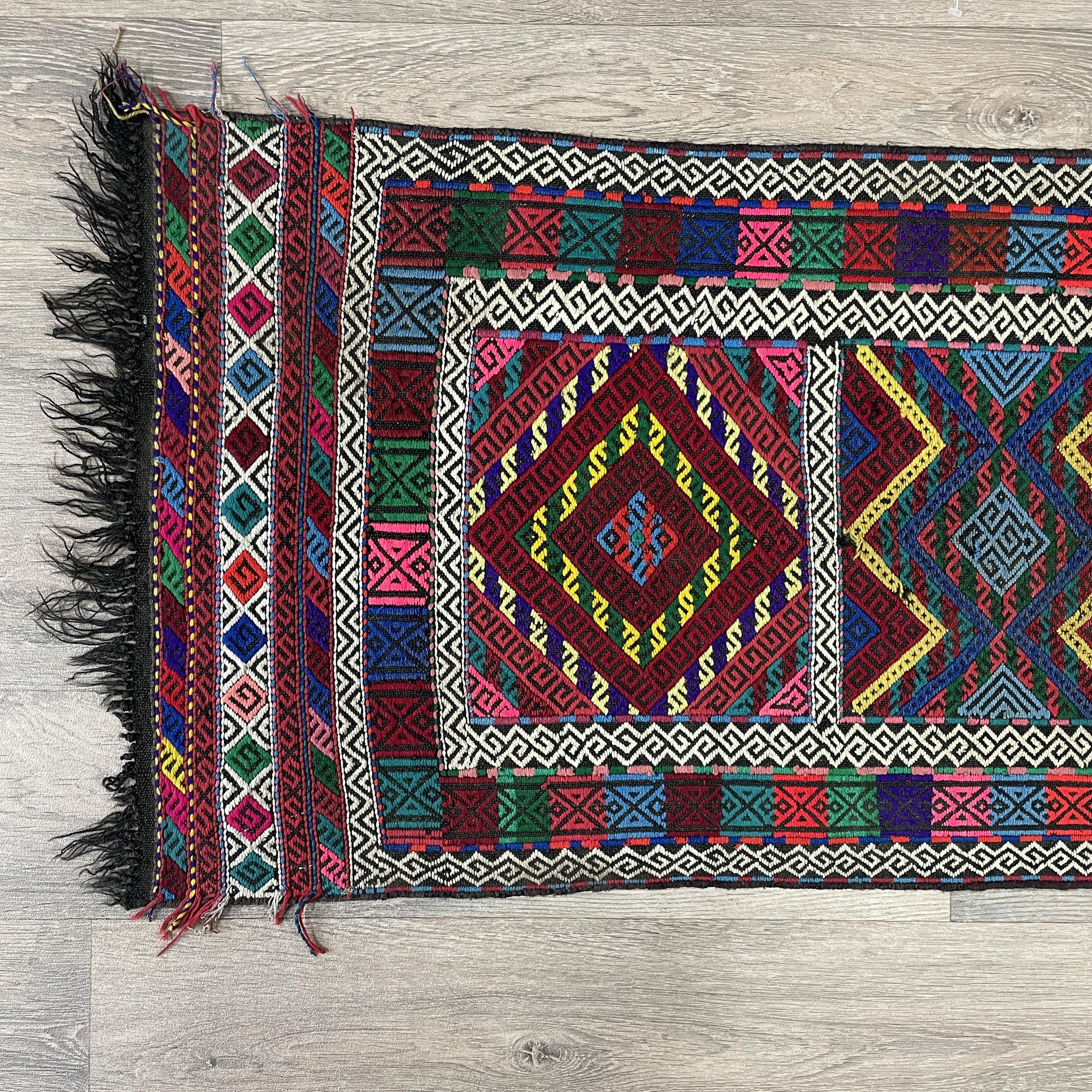 168 x 57 cm | Afghan Soumak Kilim Runner - Khorasan Rugs