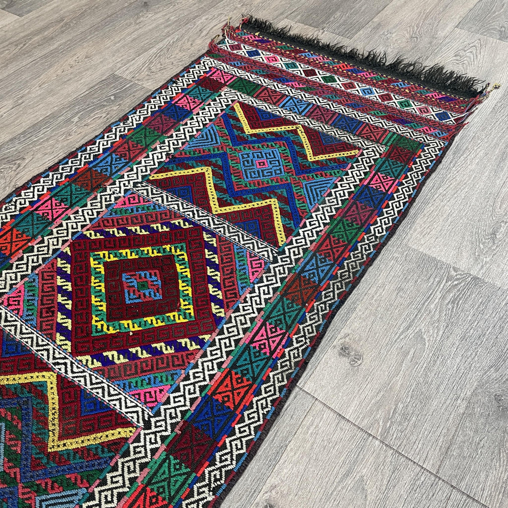168 x 57 cm | Afghan Soumak Kilim Runner - Khorasan Rugs
