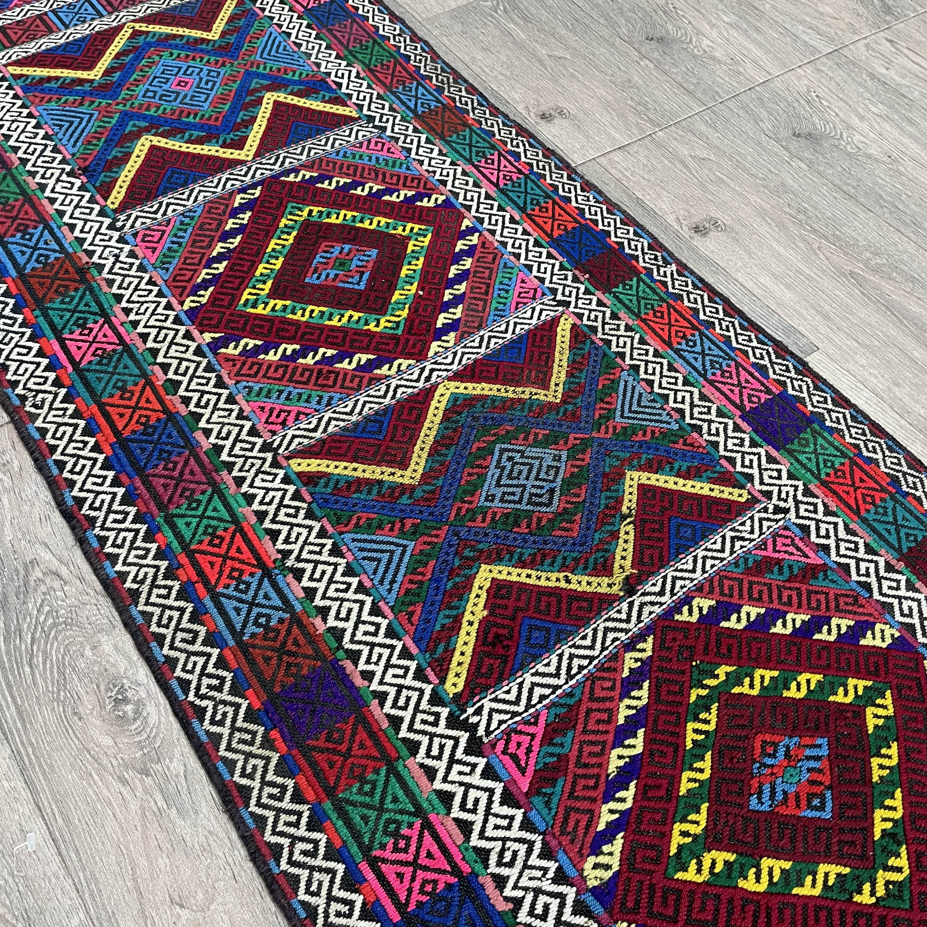 168 x 57 cm | Afghan Soumak Kilim Runner - Khorasan Rugs