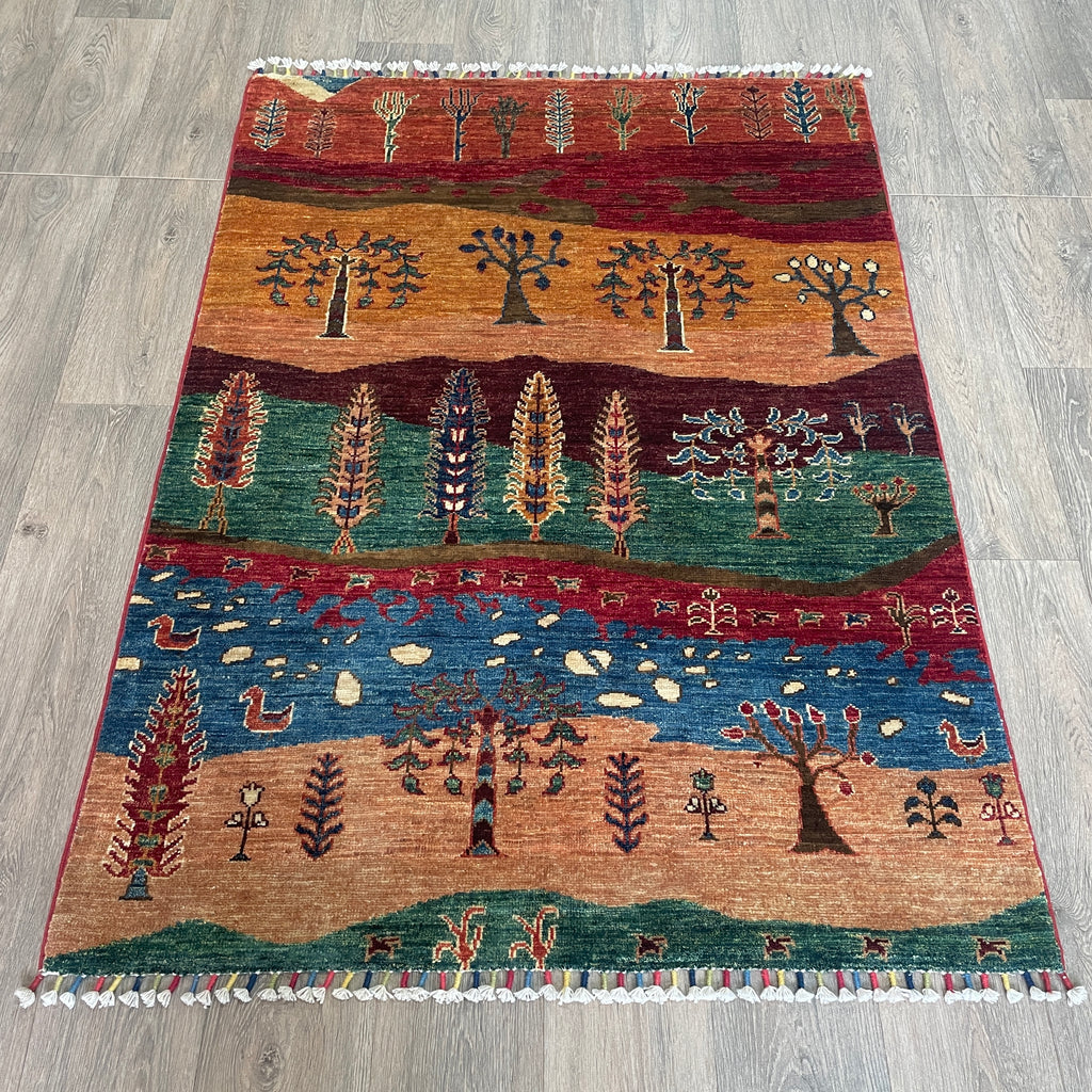 Afghan Fine Gabbeh Rug 'Village Scene'