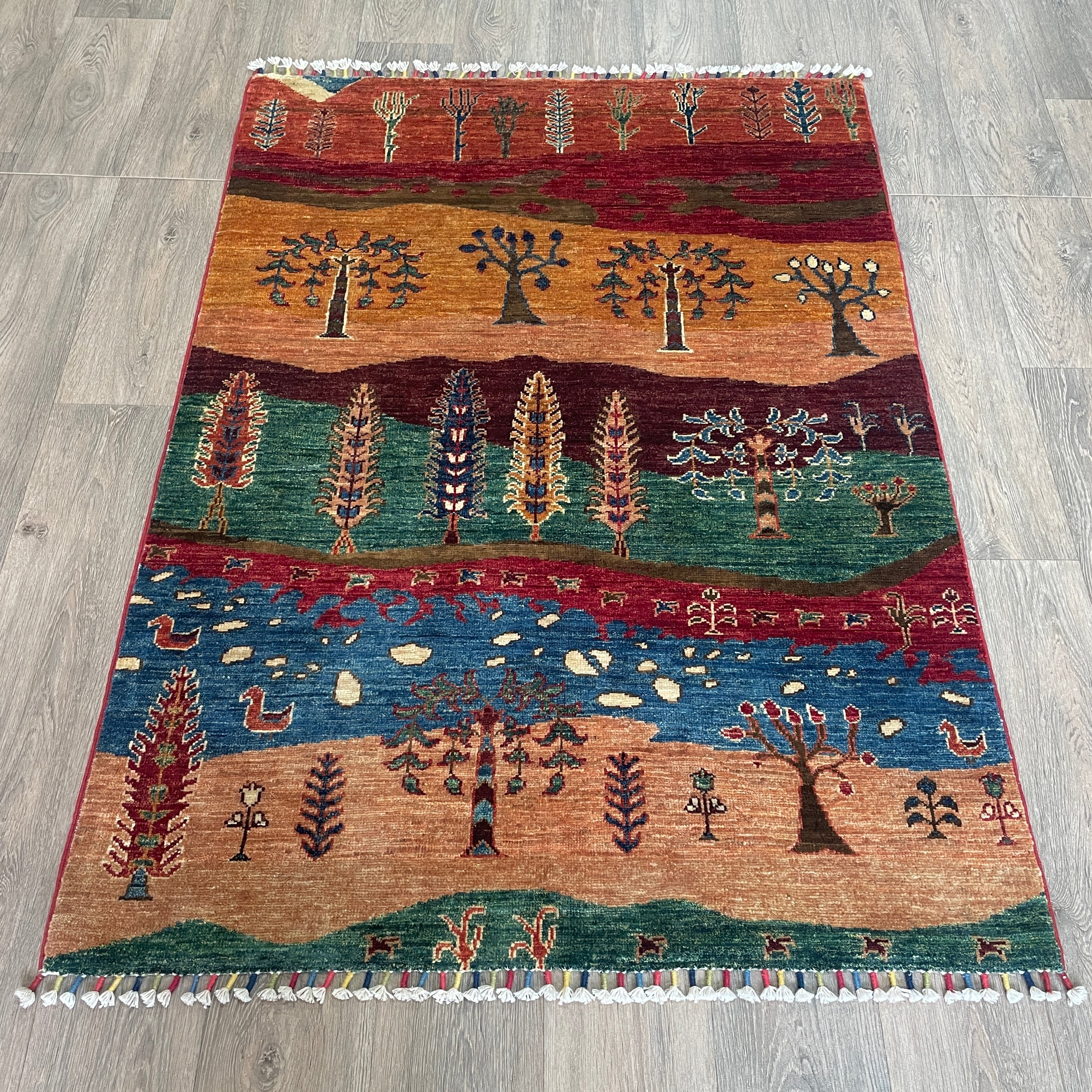 Afghan Fine Gabbeh Rug 'Village Scene'