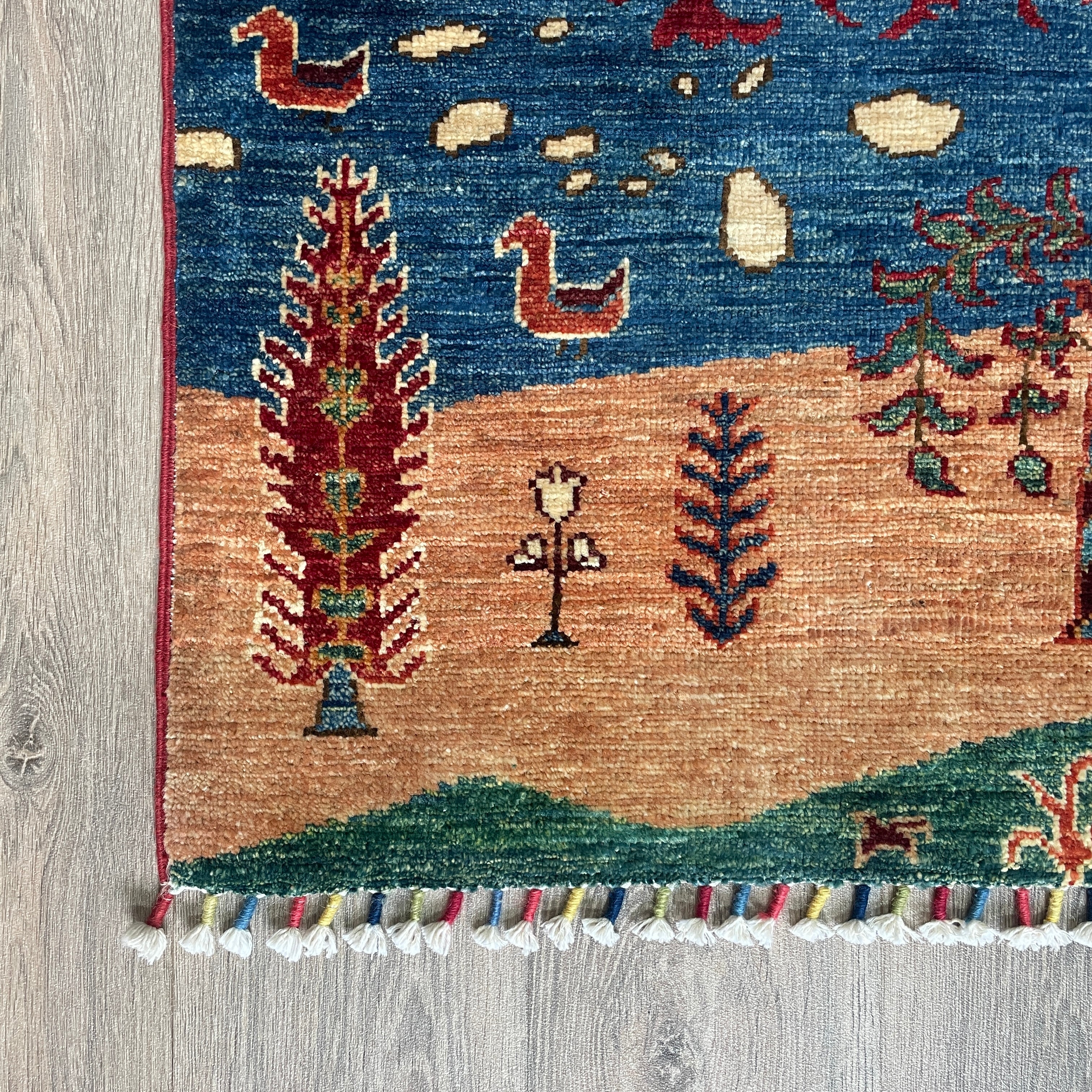 Afghan Fine Gabbeh Rug 'Village Scene'