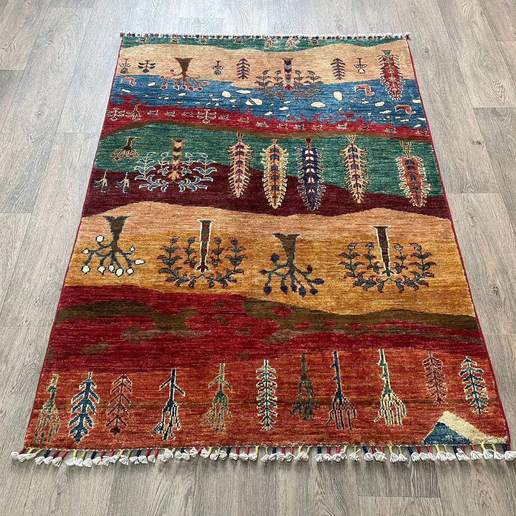 Afghan Fine Gabbeh Rug 'Village Scene'
