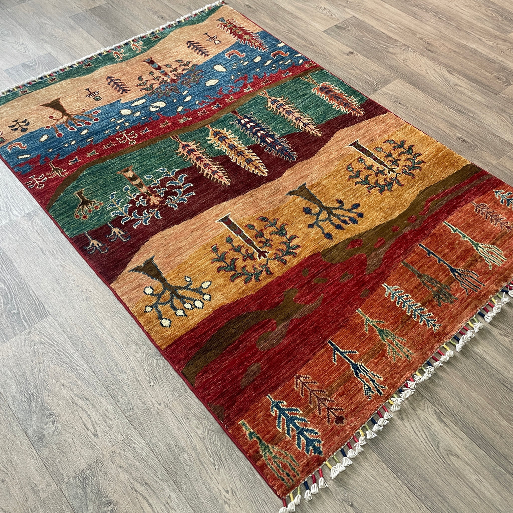 Afghan Fine Gabbeh Rug 'Village Scene'