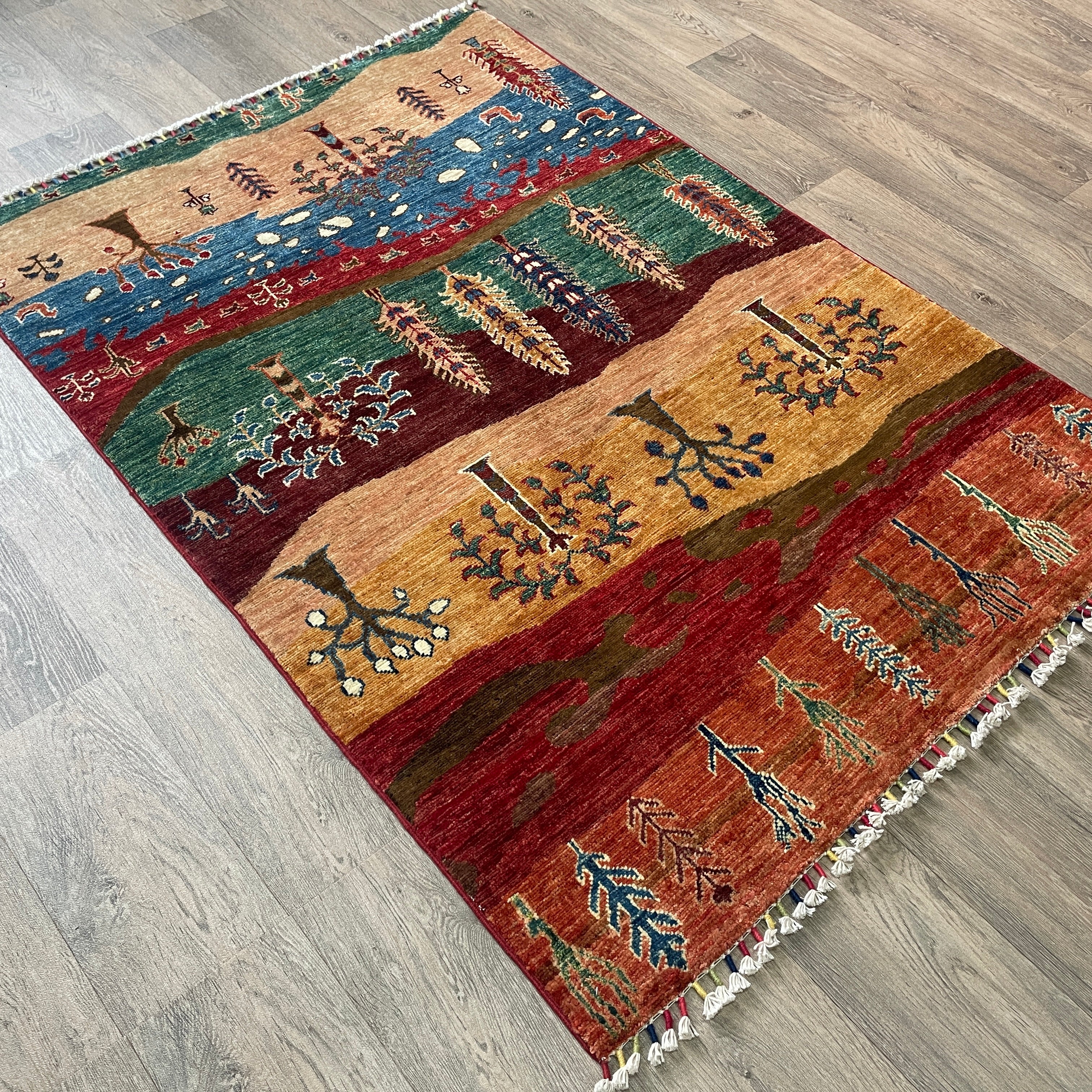 Afghan Fine Gabbeh Rug 'Village Scene'