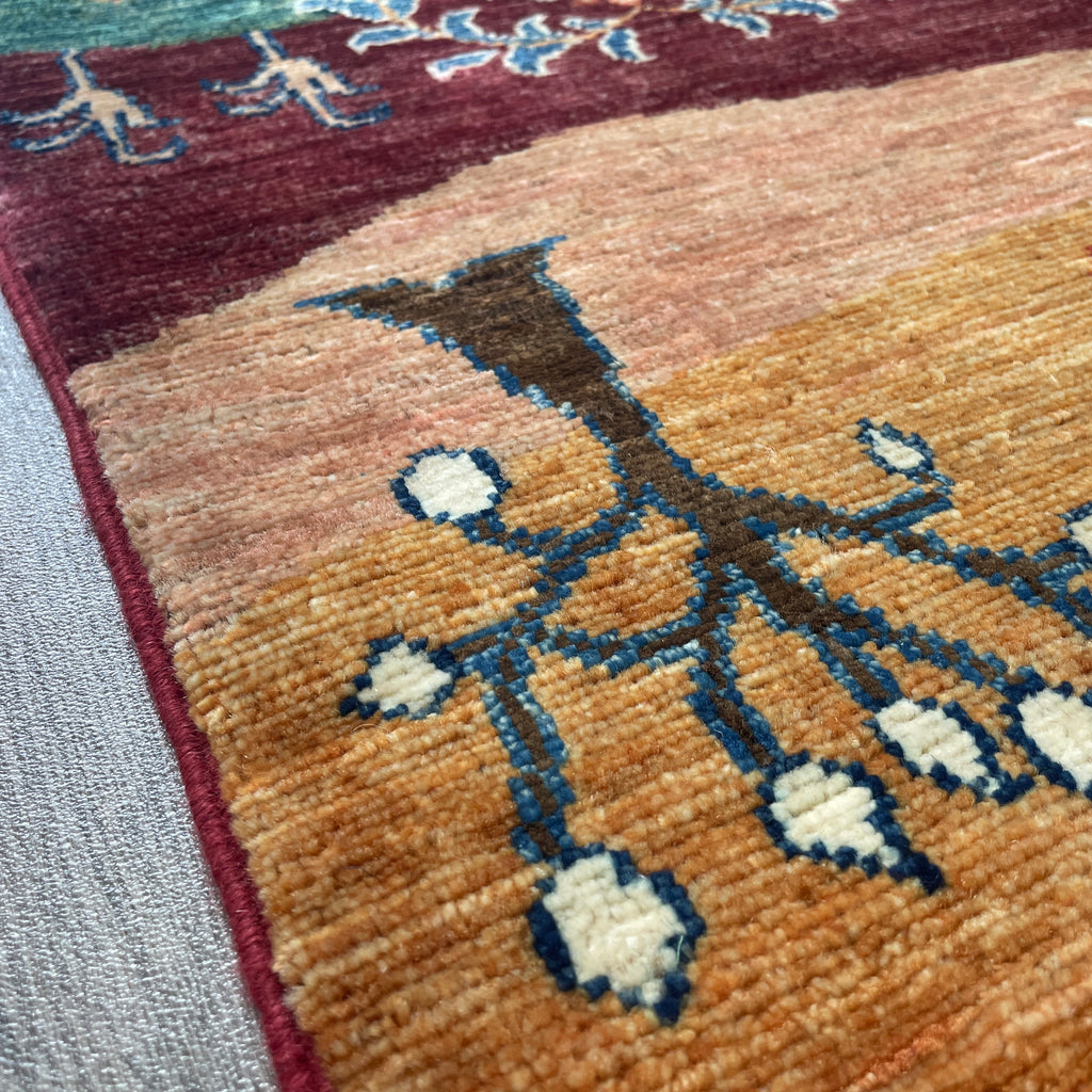 Afghan Fine Gabbeh Rug 'Village Scene'