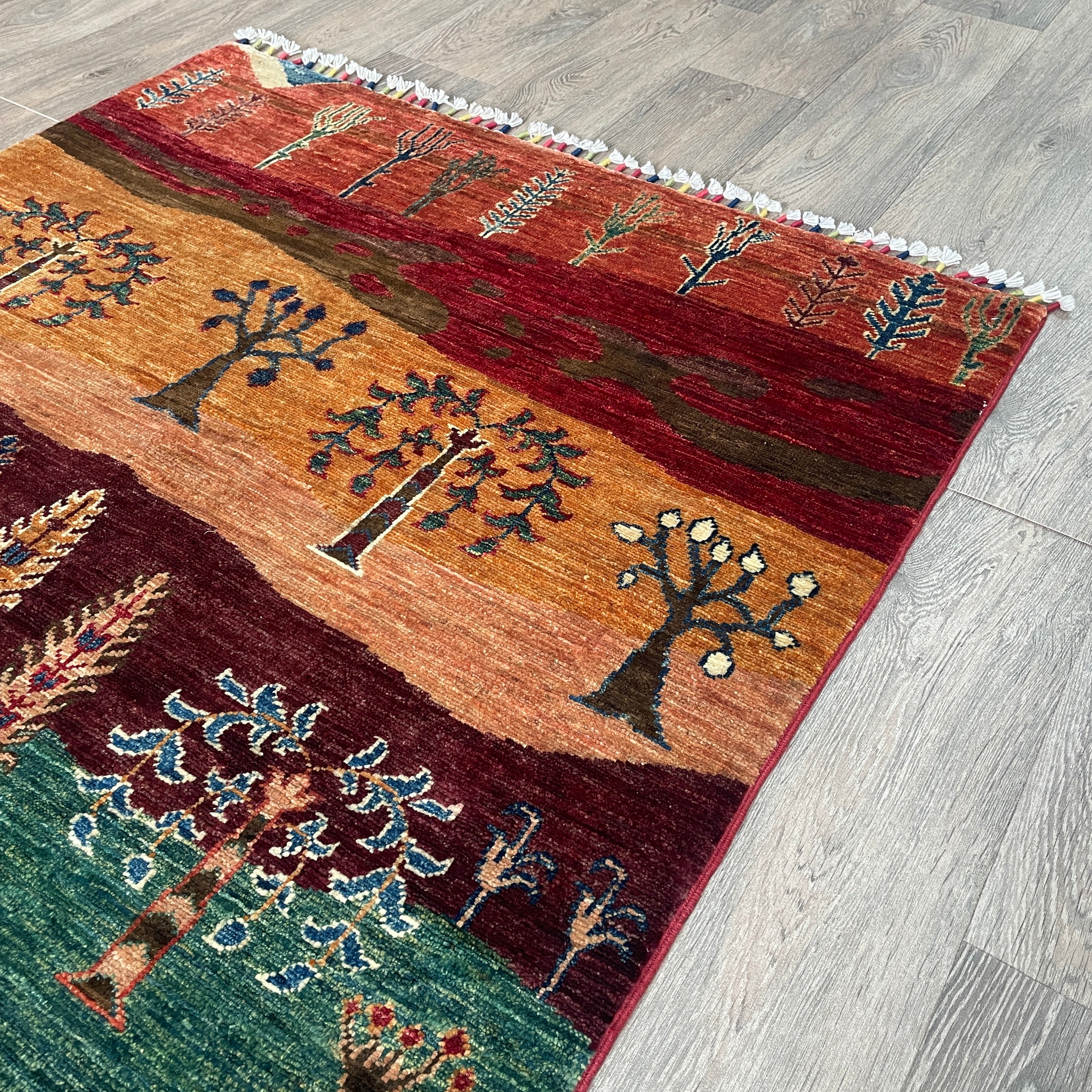 Afghan Fine Gabbeh Rug 'Village Scene'