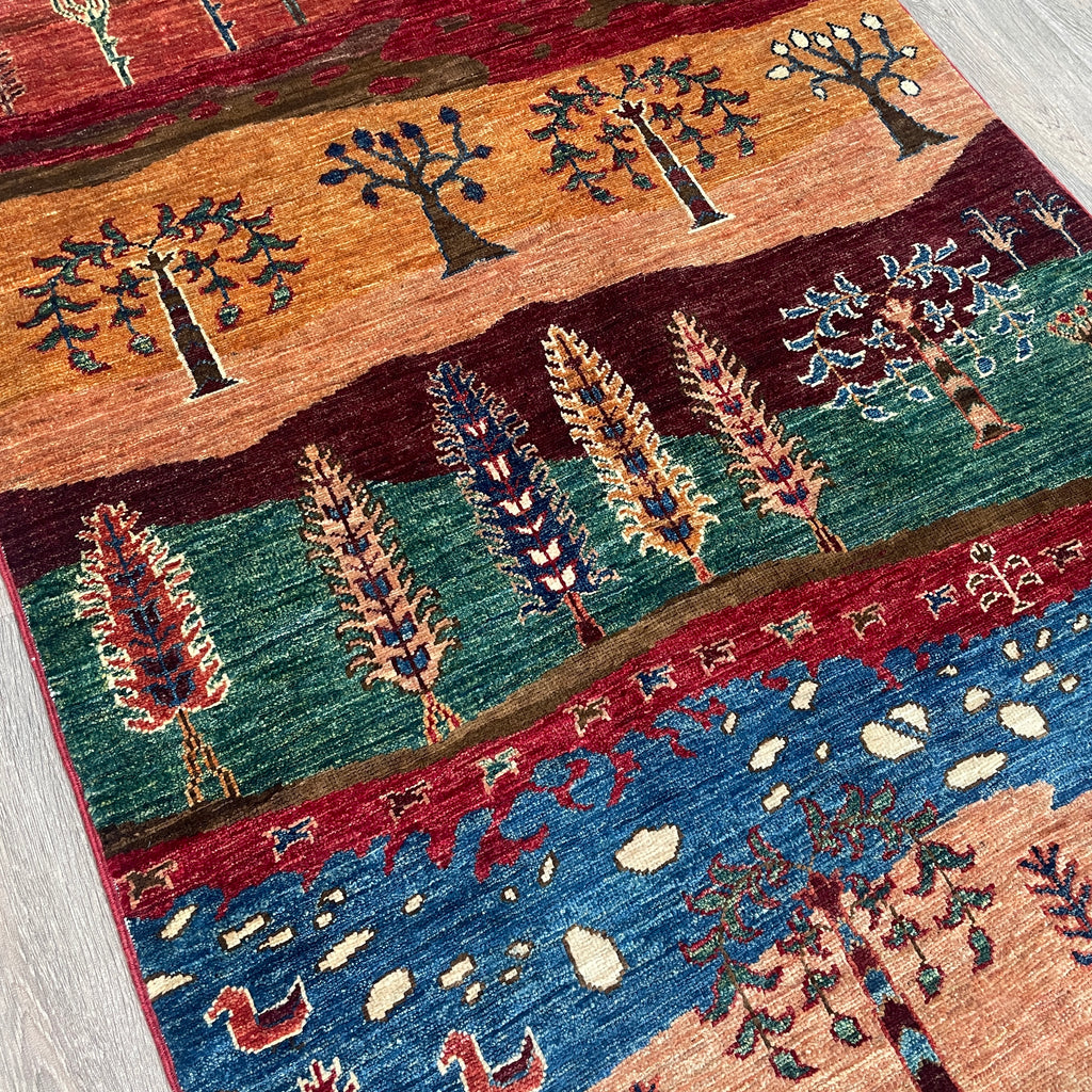 Afghan Fine Gabbeh Rug 'Village Scene'