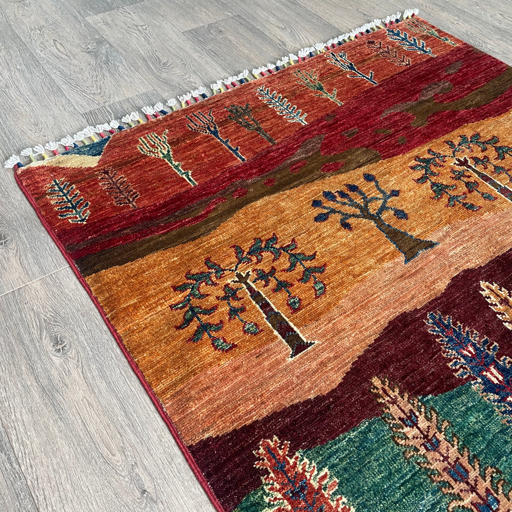 Afghan Fine Gabbeh Rug 'Village Scene'