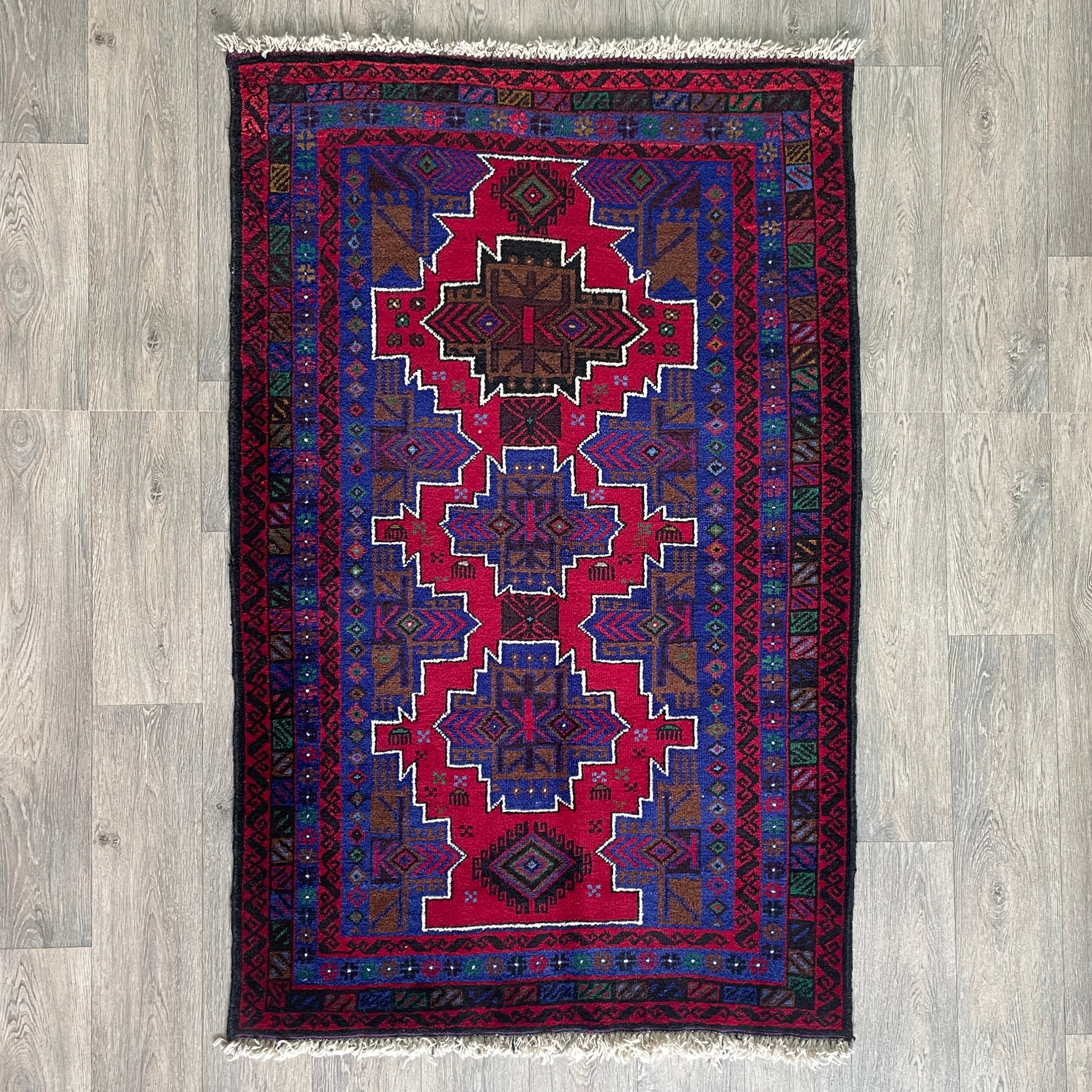 Old Afghan Herati Baluch Rug c. 1980