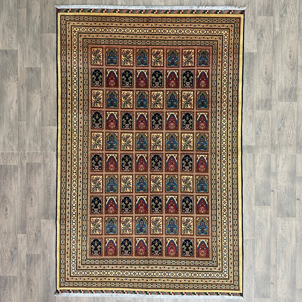 Afghan Ziegler Rug 'Tray of Flowers' (Merino Wool)