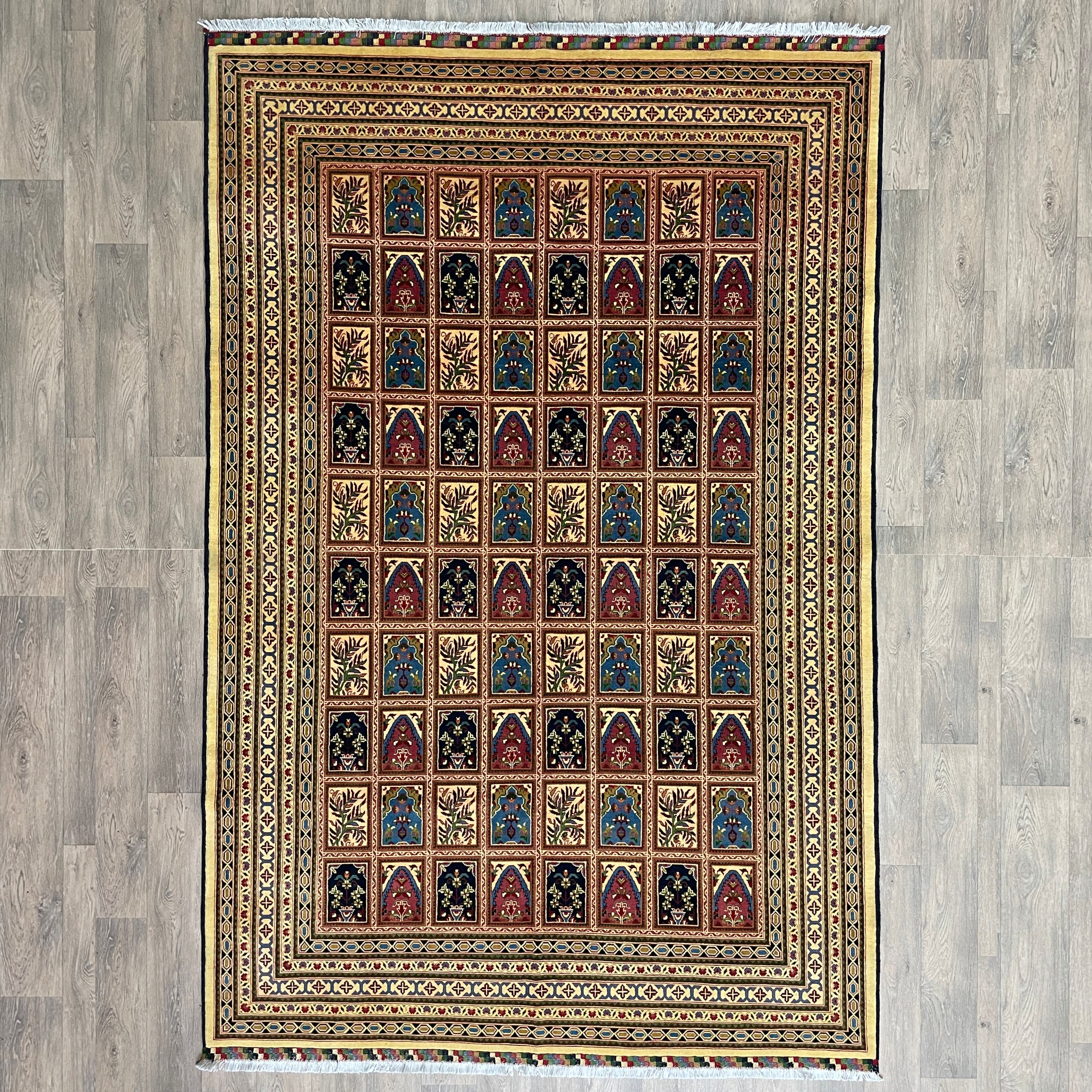 Afghan Ziegler Rug 'Tray of Flowers' (Merino Wool)